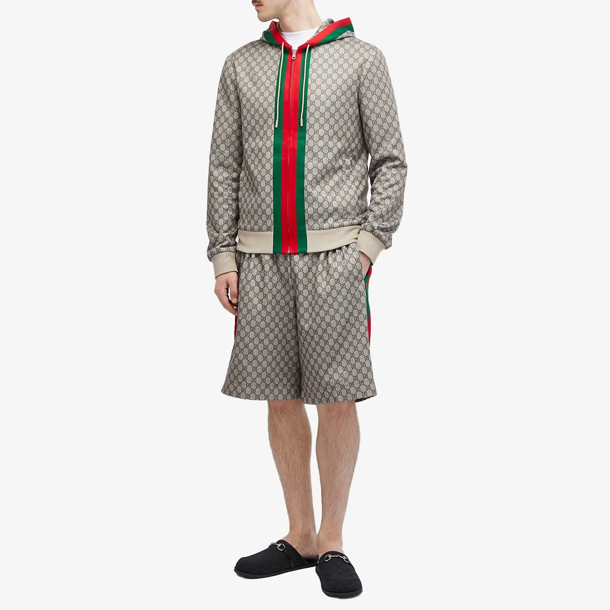 Gucci Men's GG Monogram GRG Zip Hoodie Beige