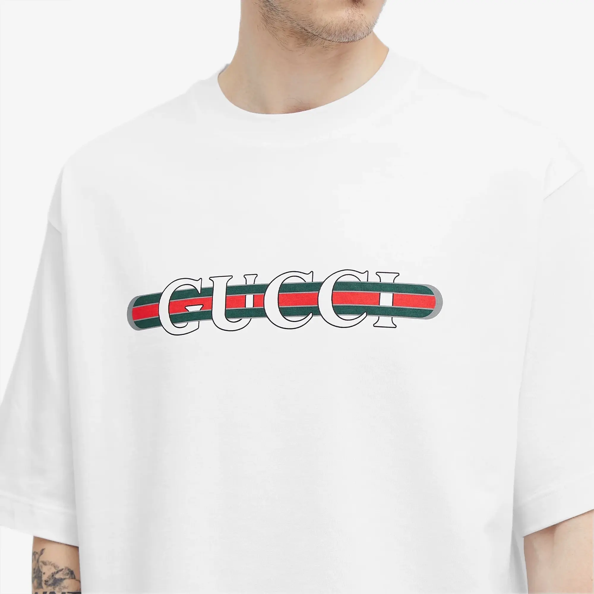Gucci Men's Web Logo T-Shirt White
