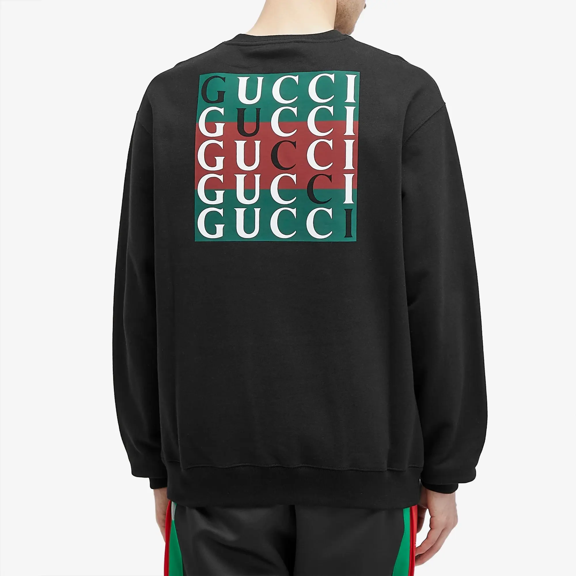 Gucci Men's Back Logo Crew Neck Sweatshirt Black