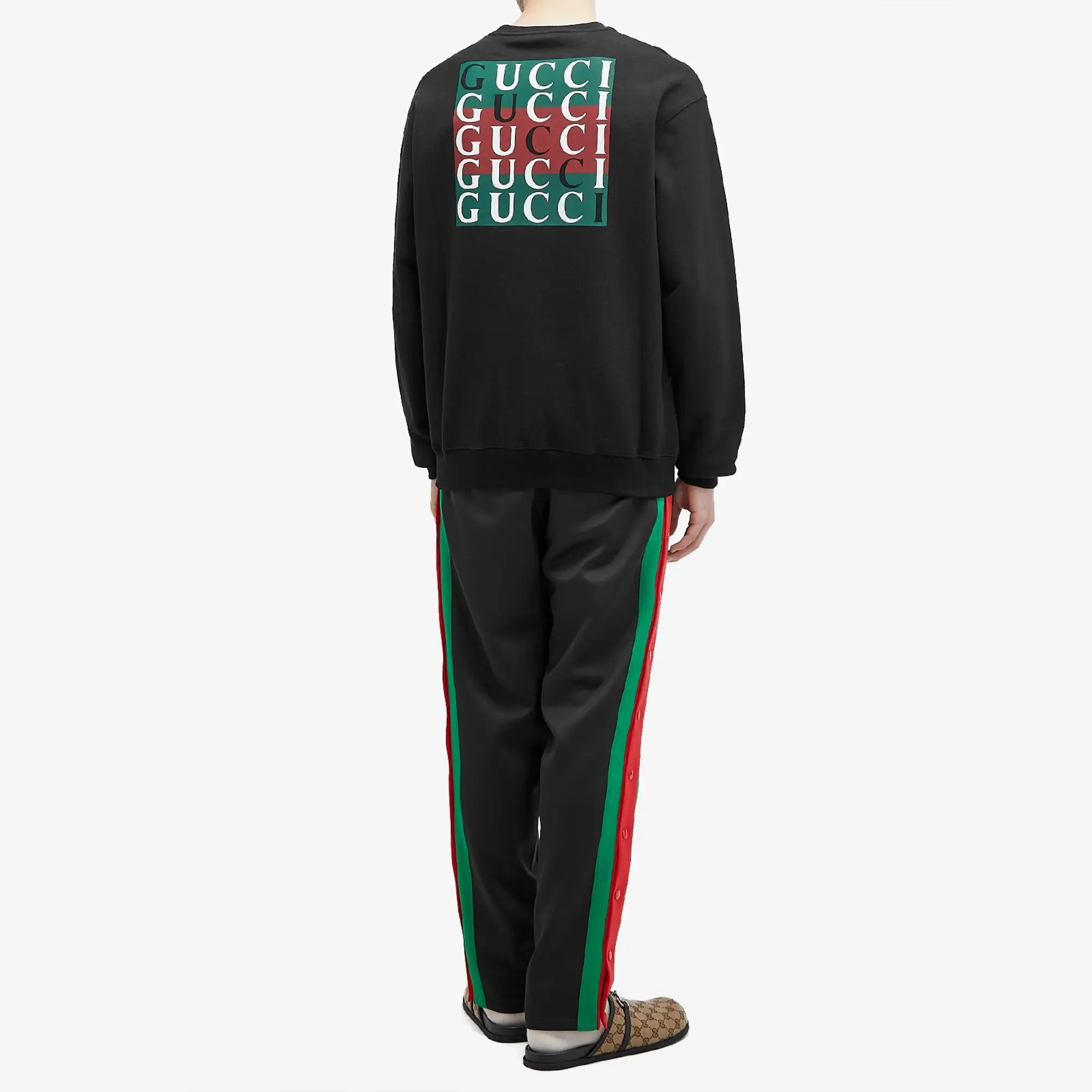 Gucci Men's Back Logo Crew Neck Sweatshirt Black