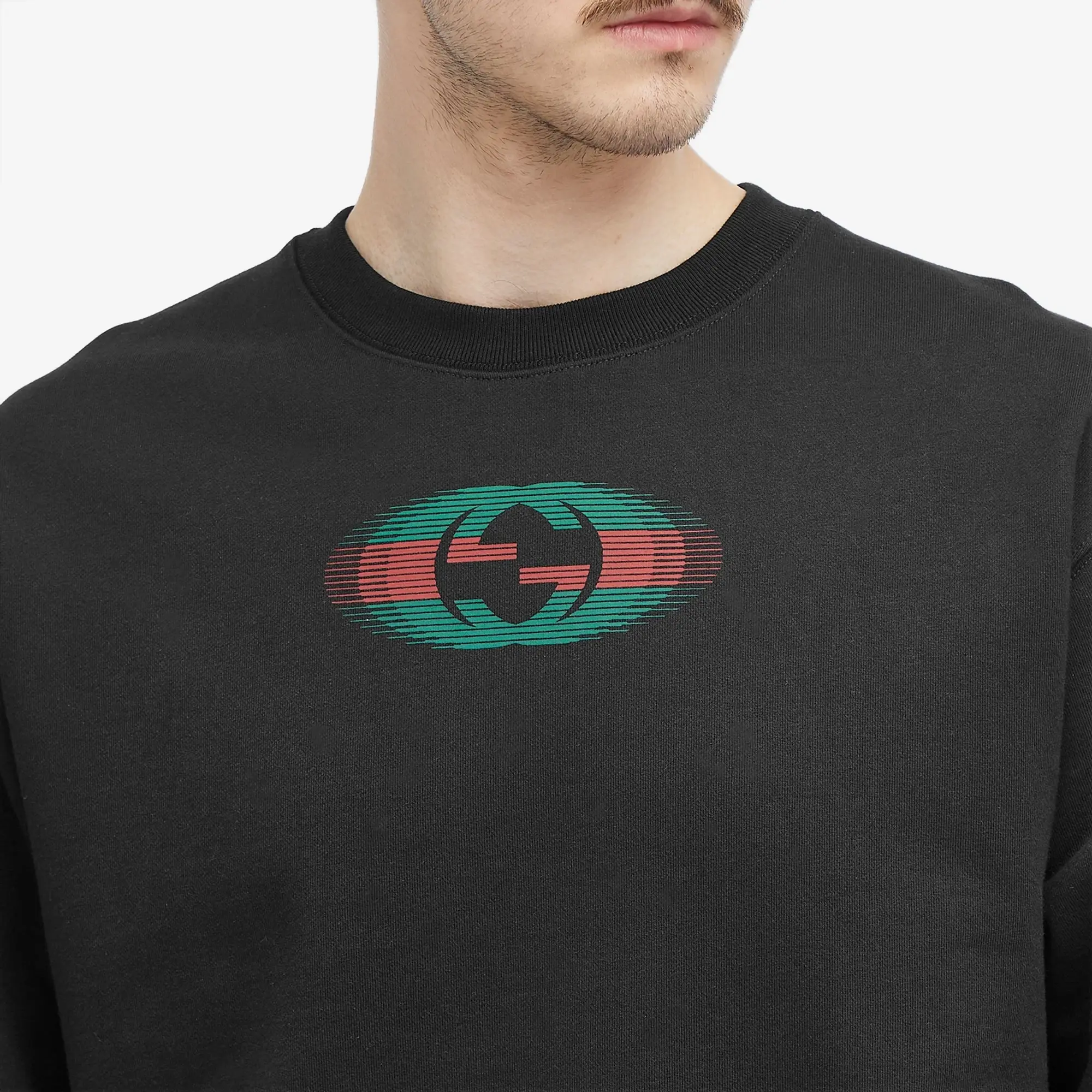 Gucci Men's Back Logo Crew Neck Sweatshirt Black