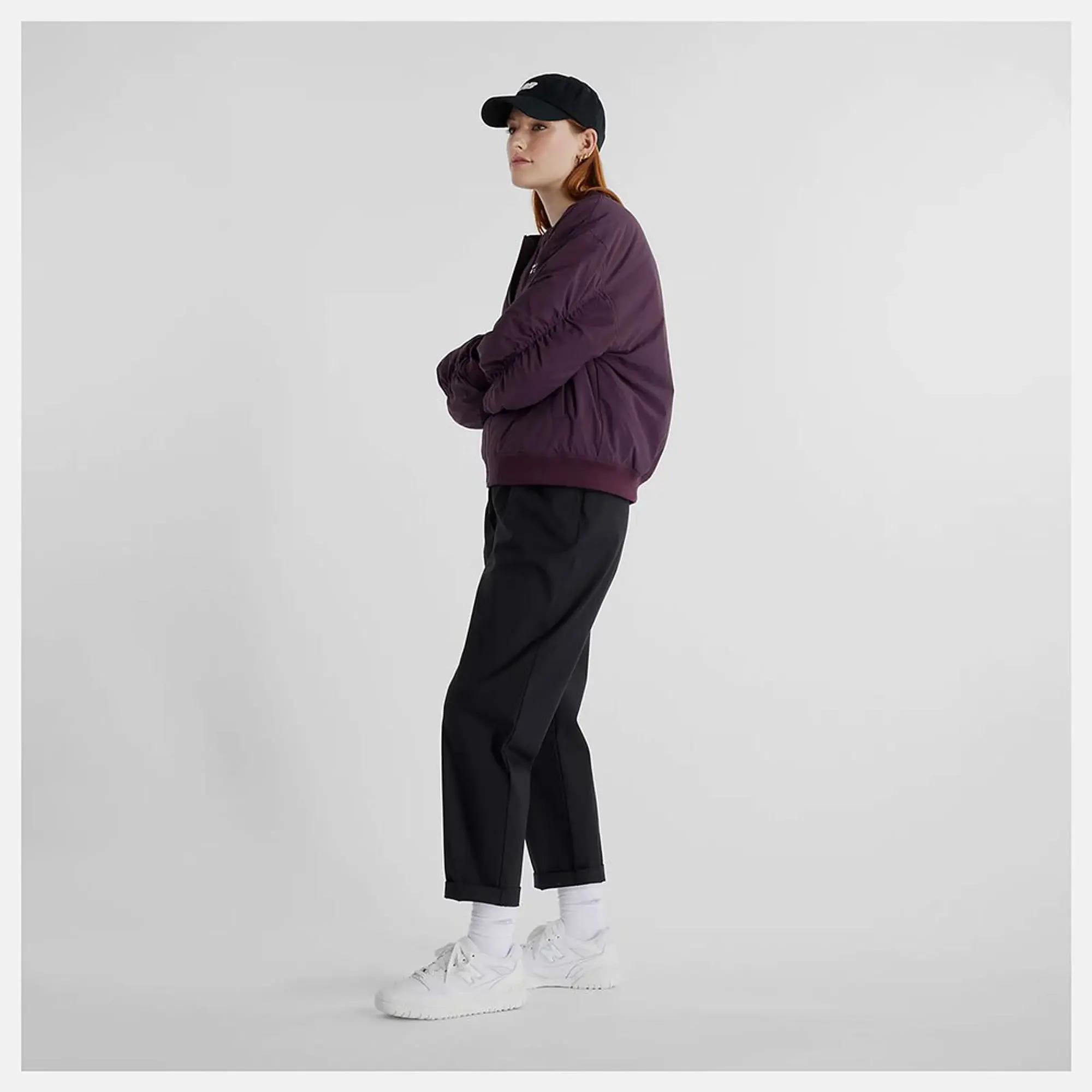 New Balance Women's Boylston Twill Tapered Pant in Black Cotton Twill