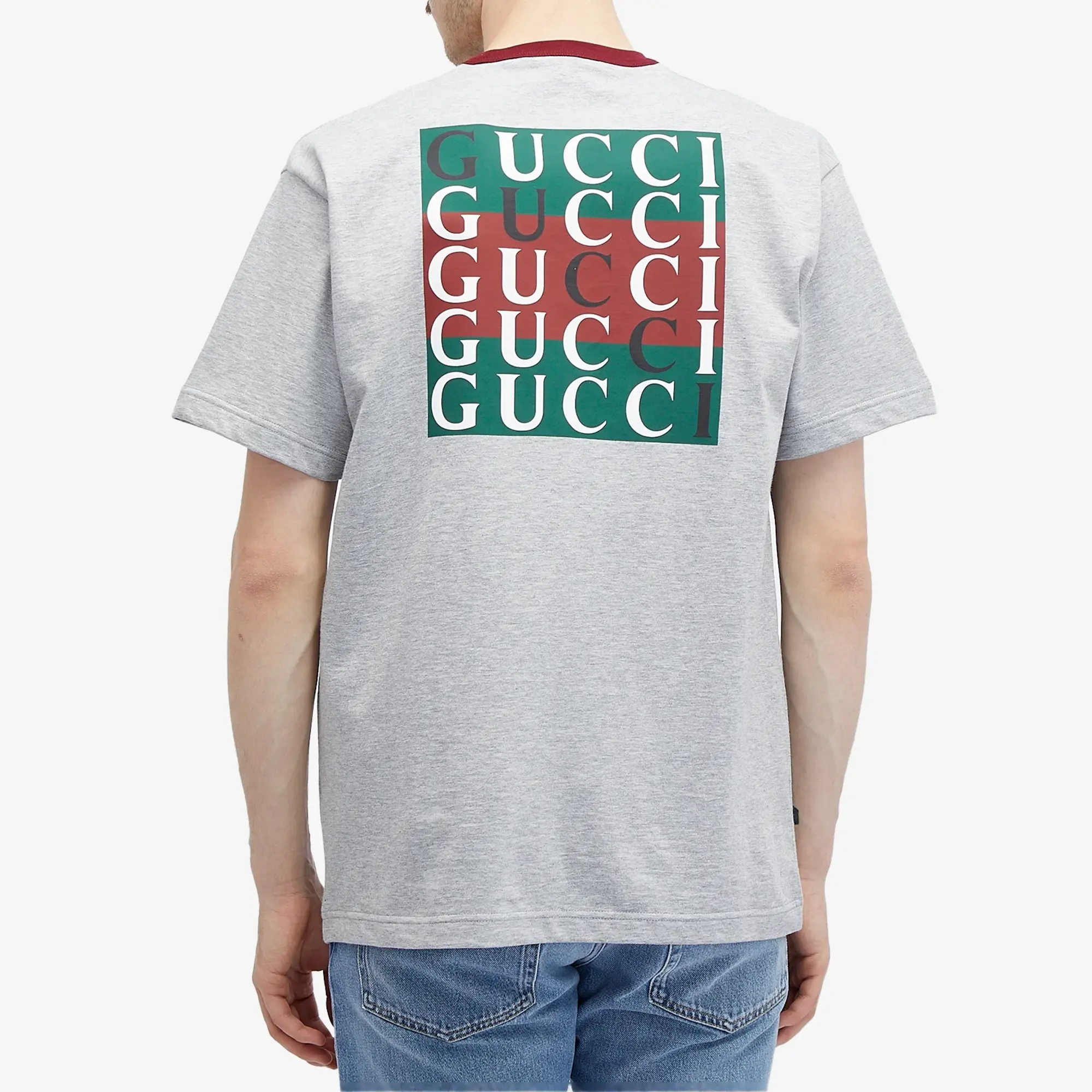Gucci Men's Back Logo T-Shirt Grey Melange