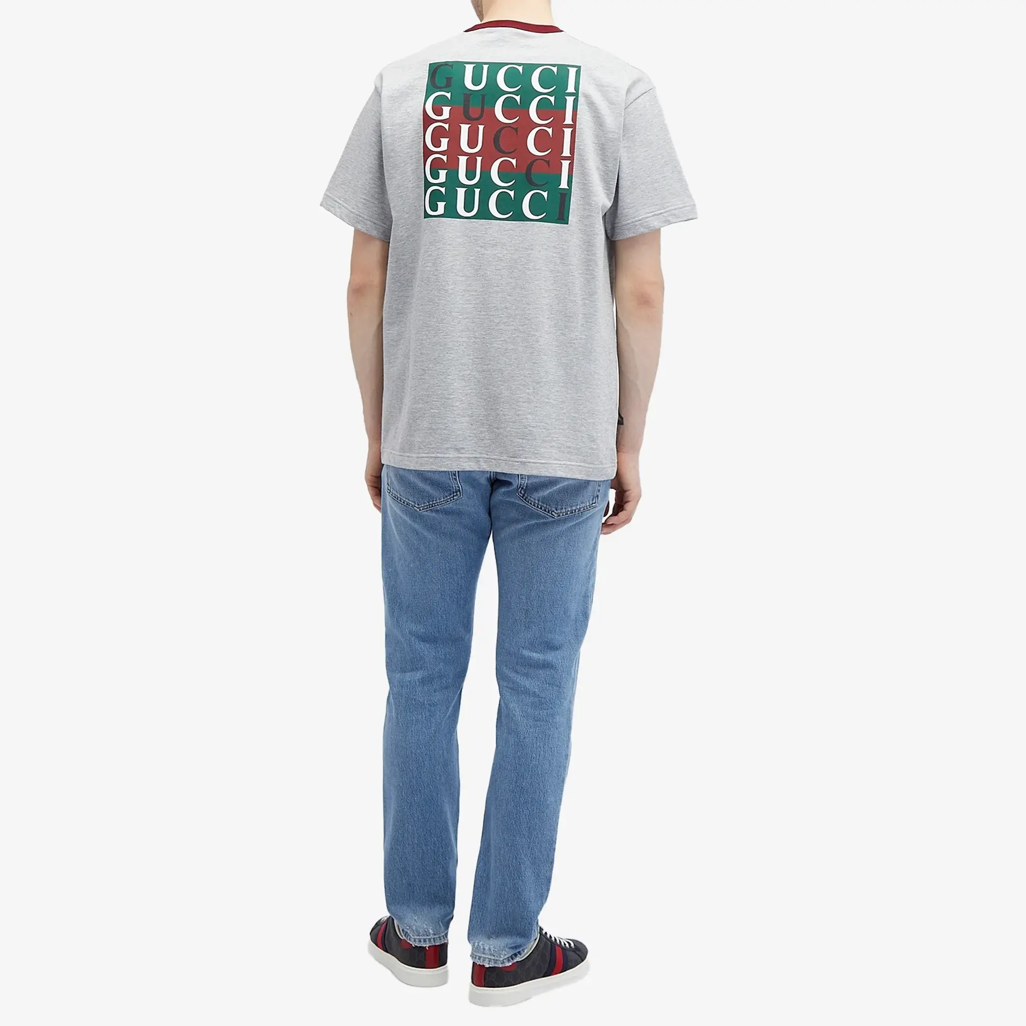 Gucci Men's Back Logo T-Shirt Grey Melange