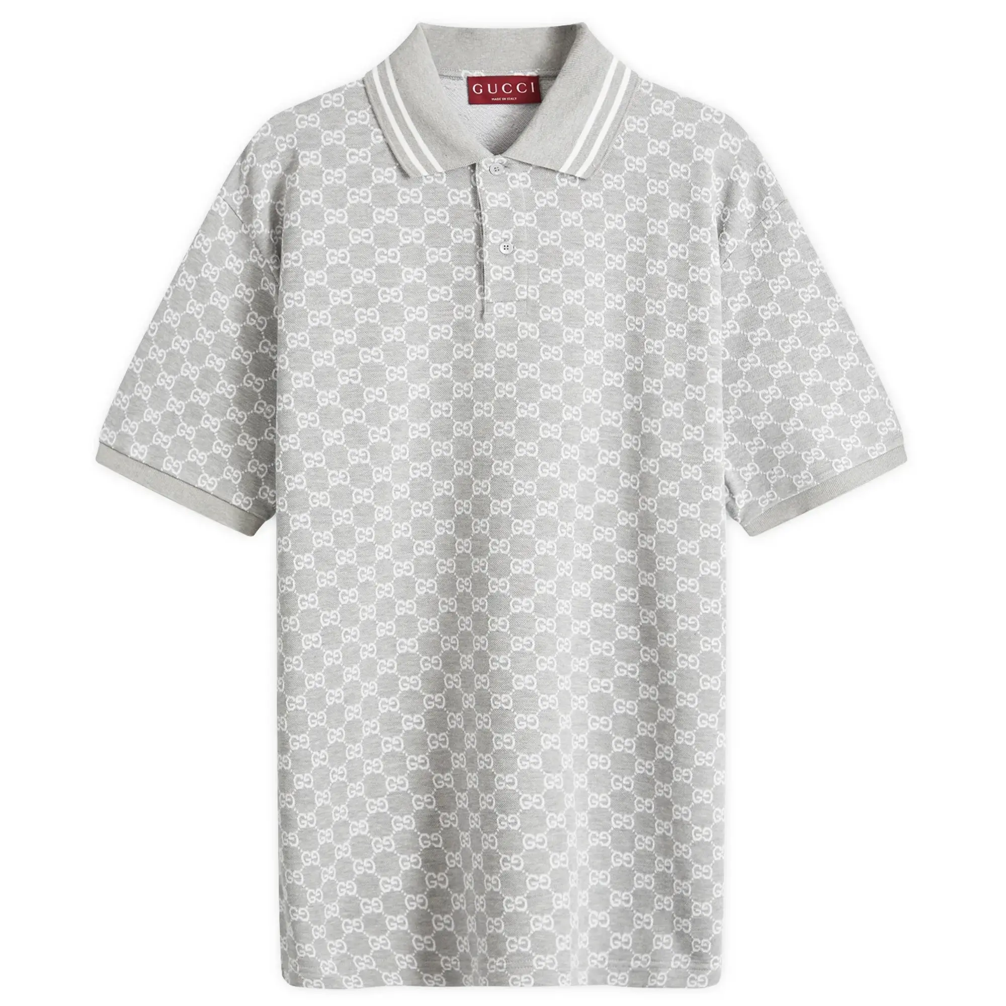 Gucci Men's GG Monogram Polo Grey Melange