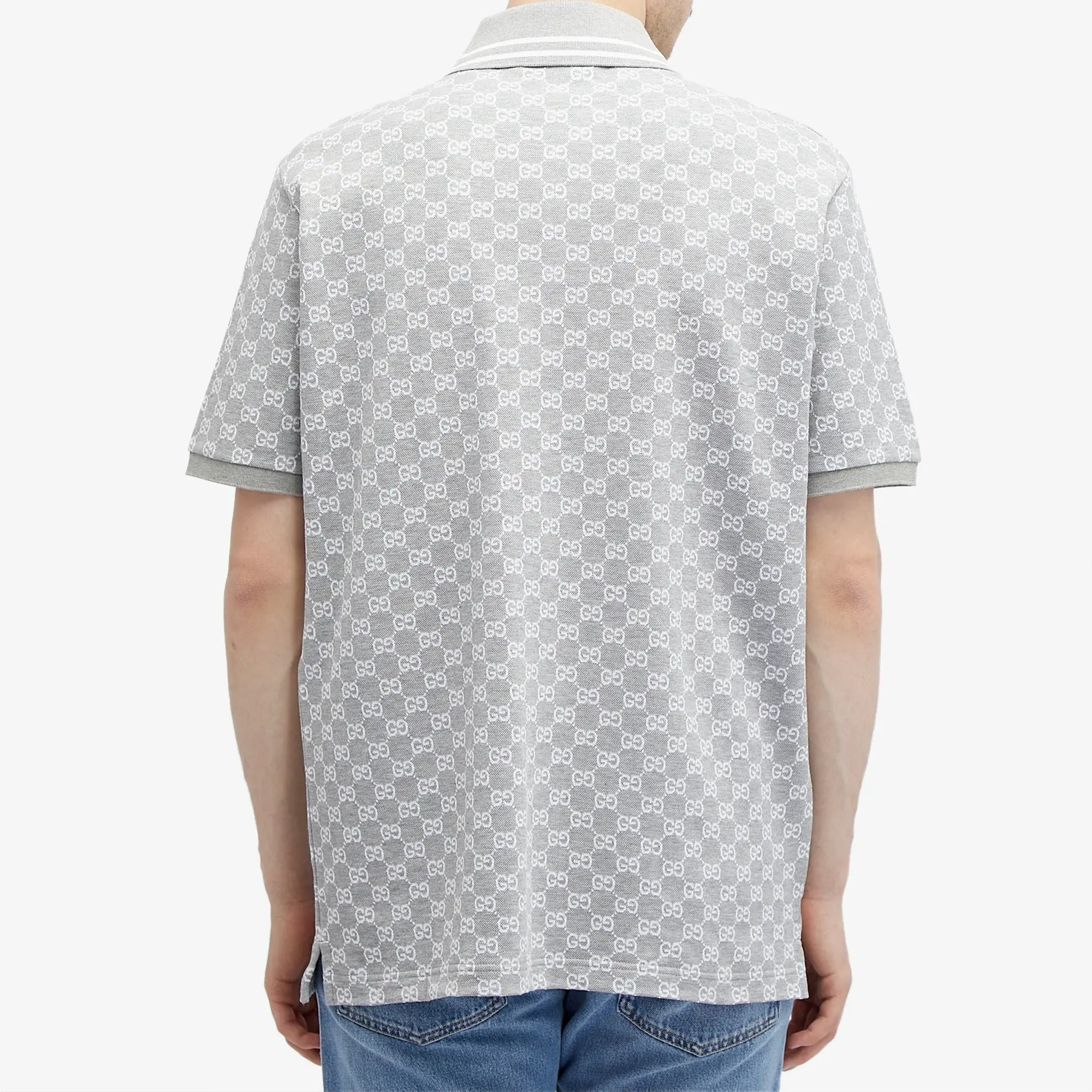 Gucci Men's GG Monogram Polo Grey Melange