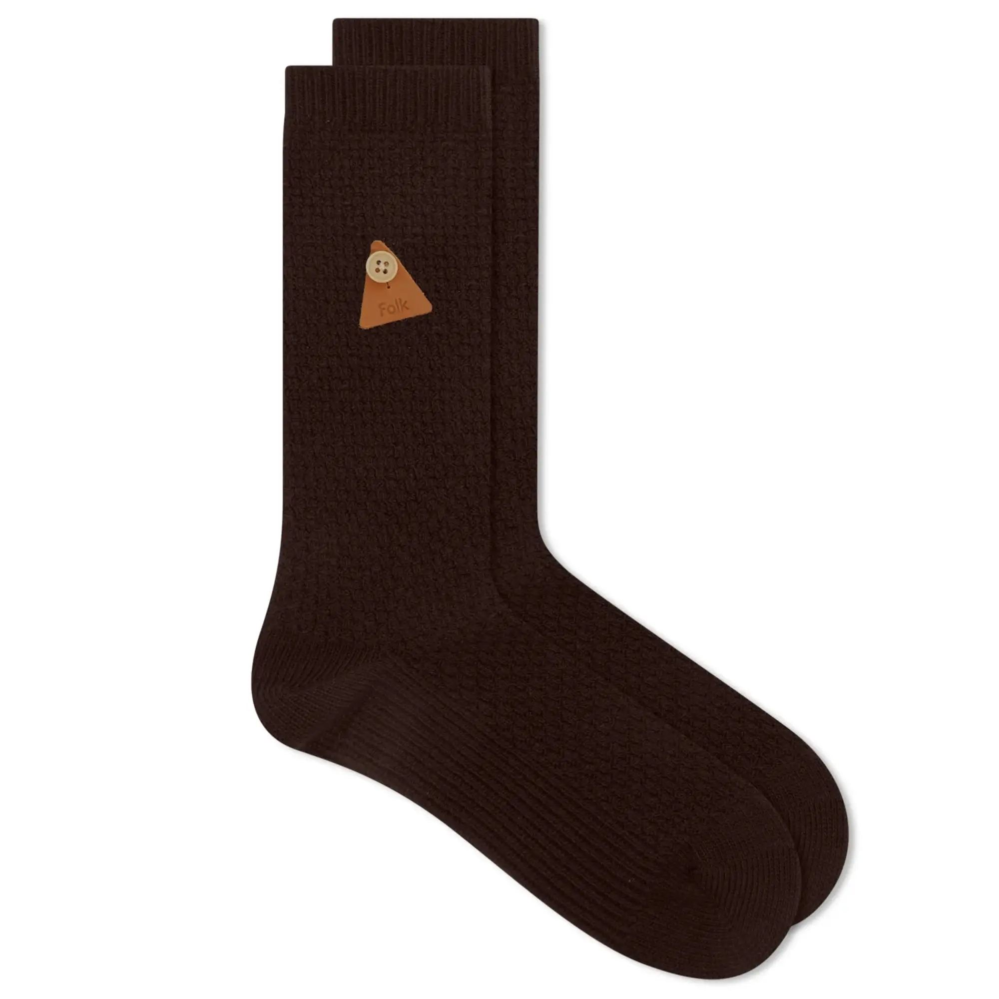 Folk Men's Waffle Socks Dark Choc