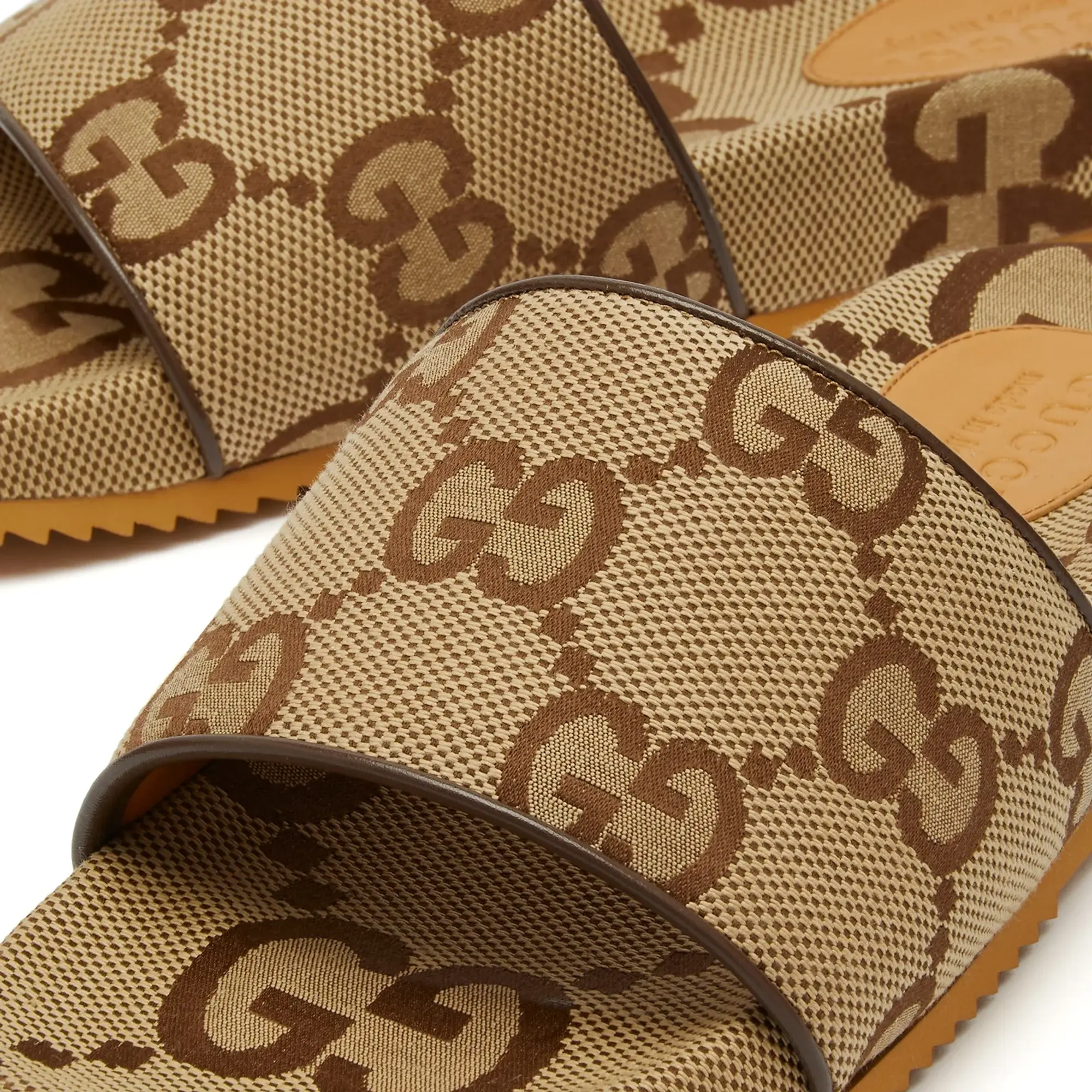 Gucci Men's Sideline Jumbo GG Jacquard Slide Camel
