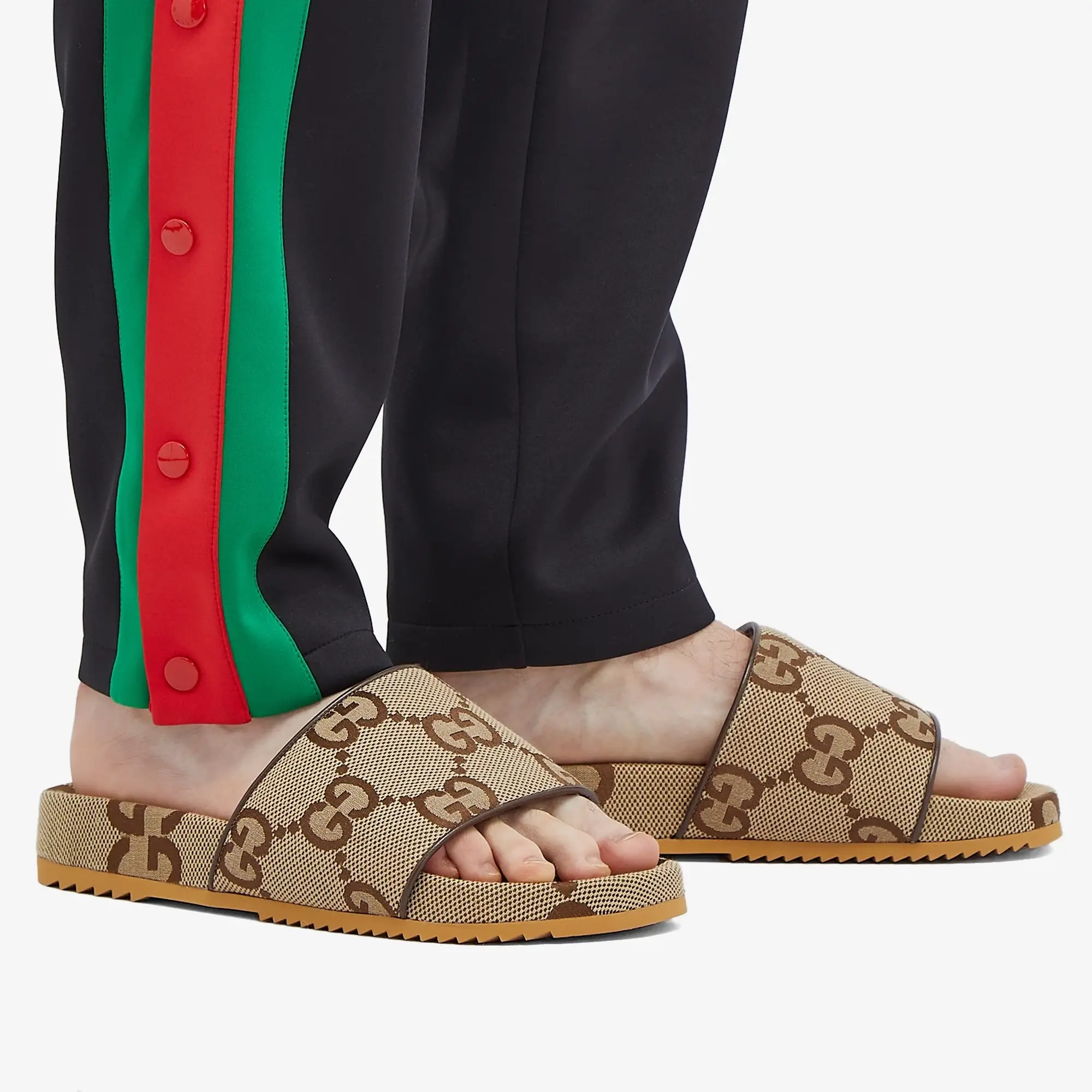 Gucci Men's Sideline Jumbo GG Jacquard Slide Camel