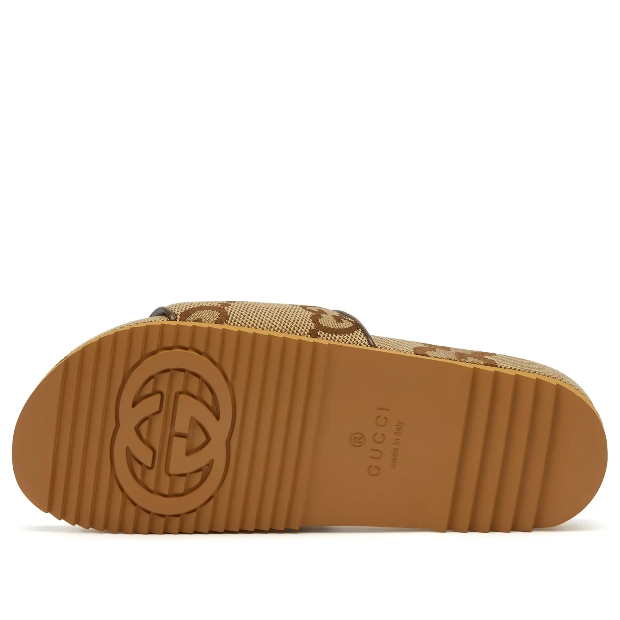 Gucci Men's Sideline Jumbo GG Jacquard Slide Camel