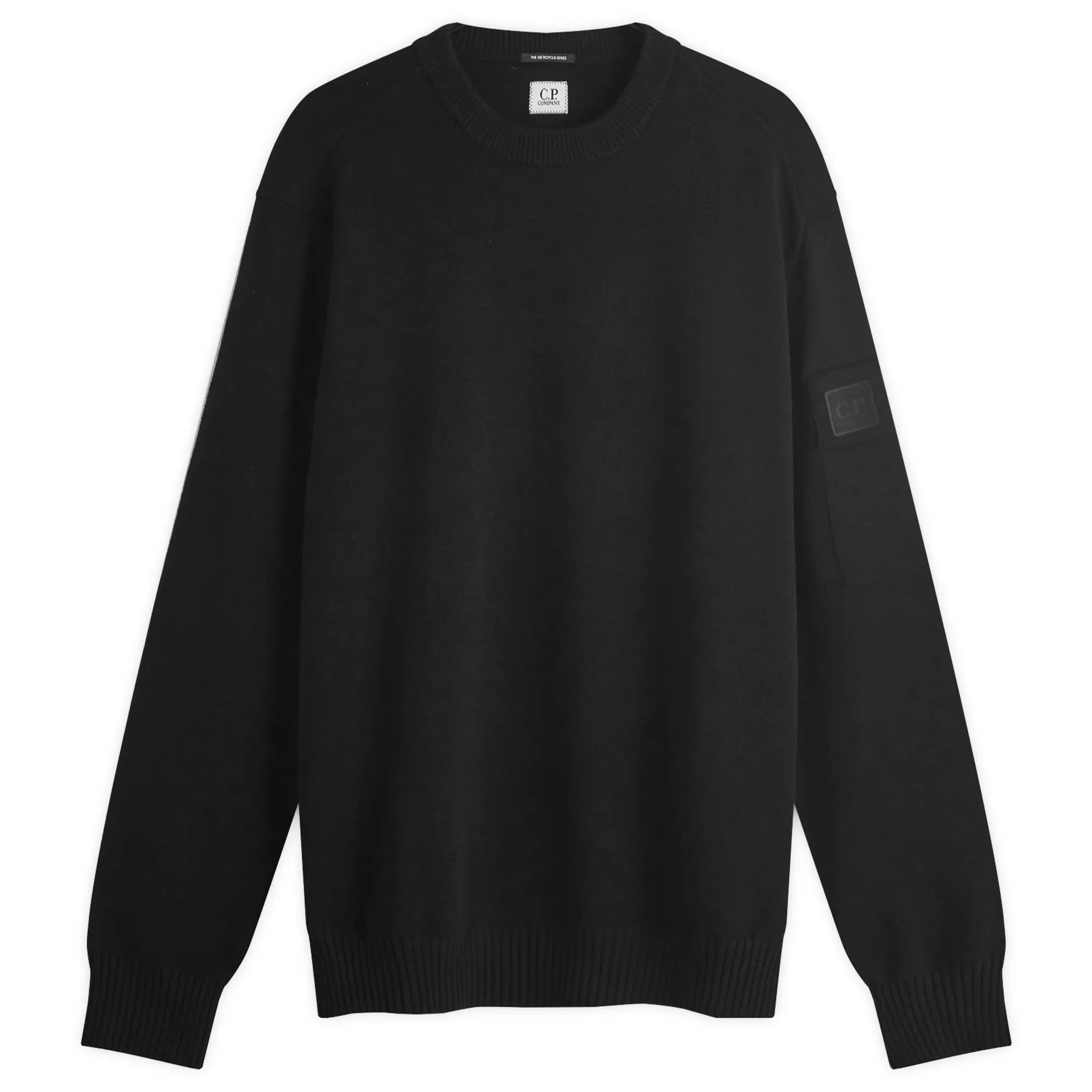 C.P. Company Men's Metropolis Merino Wool Crew Neck Knit Black