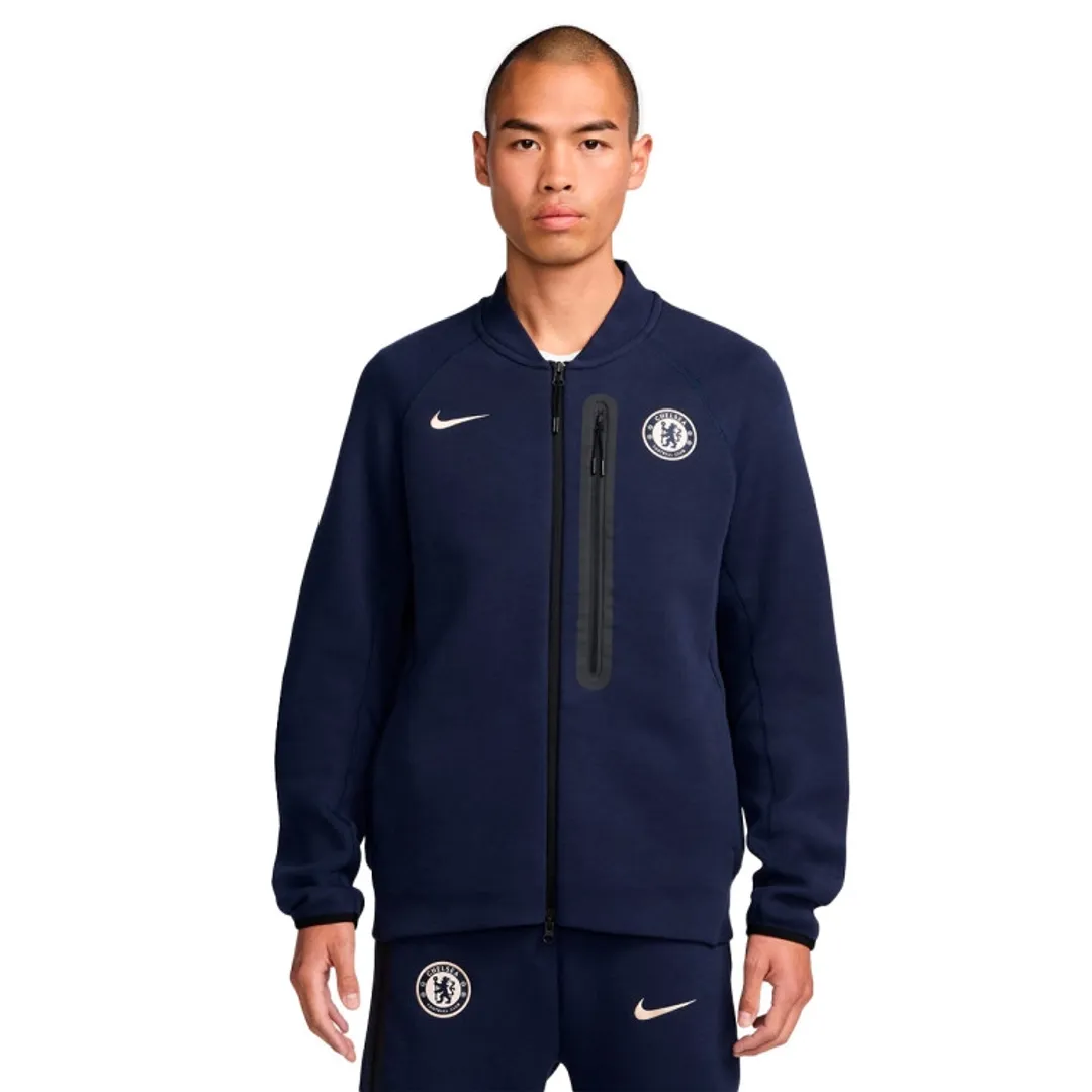 chelsea 24-25 テックフリース セットアップ ネイビー×ゴールド Nike Chelsea NSW Tech Fleece FZ Hoodie - Navy/Guava Ice - 2024-2025