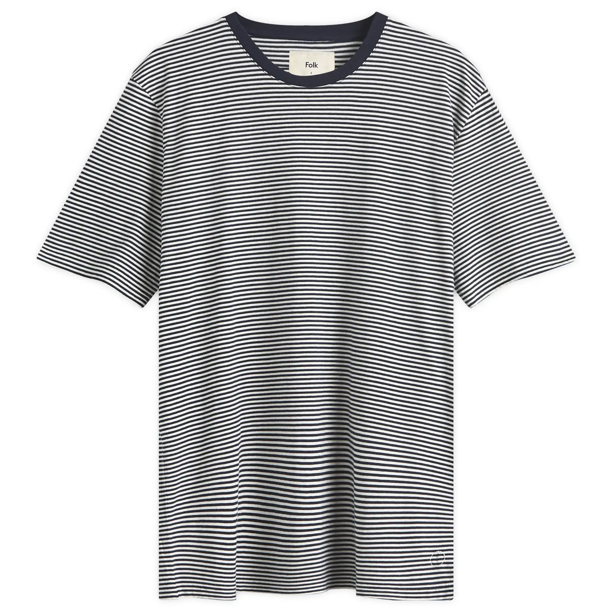 Folk Men's Stripe T-Shirt Navy / Ecru