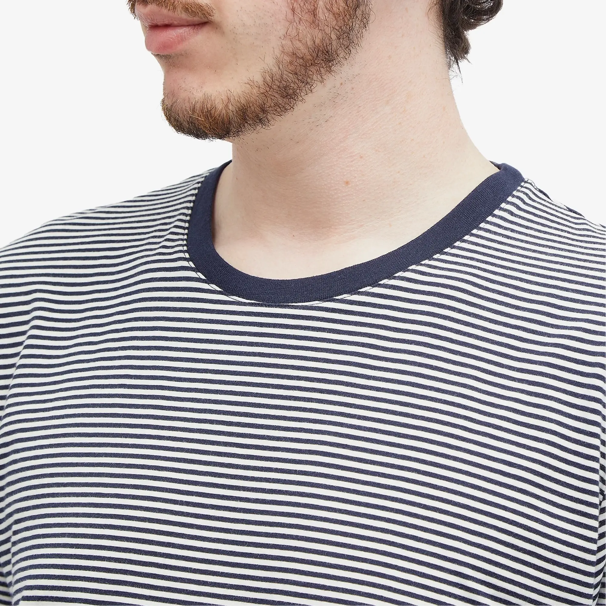 Folk Men's Stripe T-Shirt Navy / Ecru