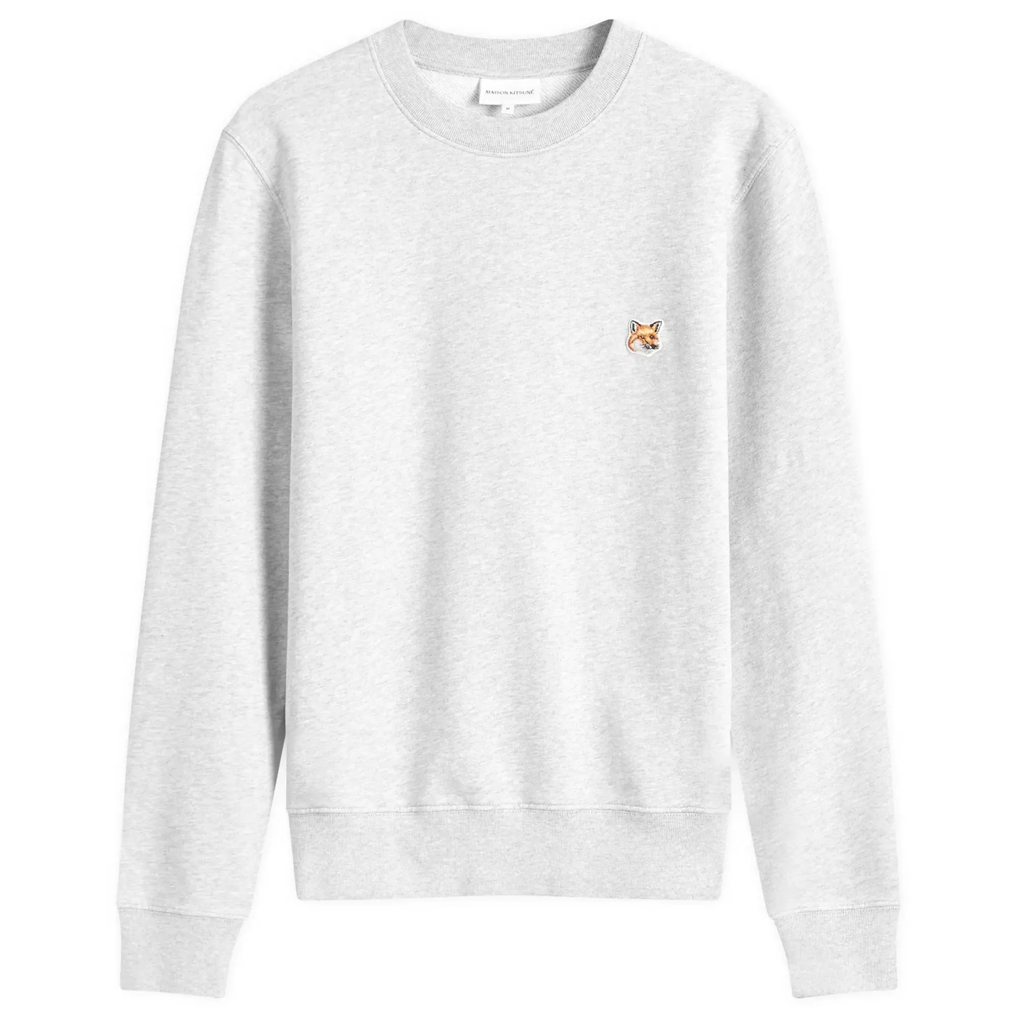 Maison Kitsuné Maison Kitsune Fox Head Patch Crew Sweat Light Grey Melange