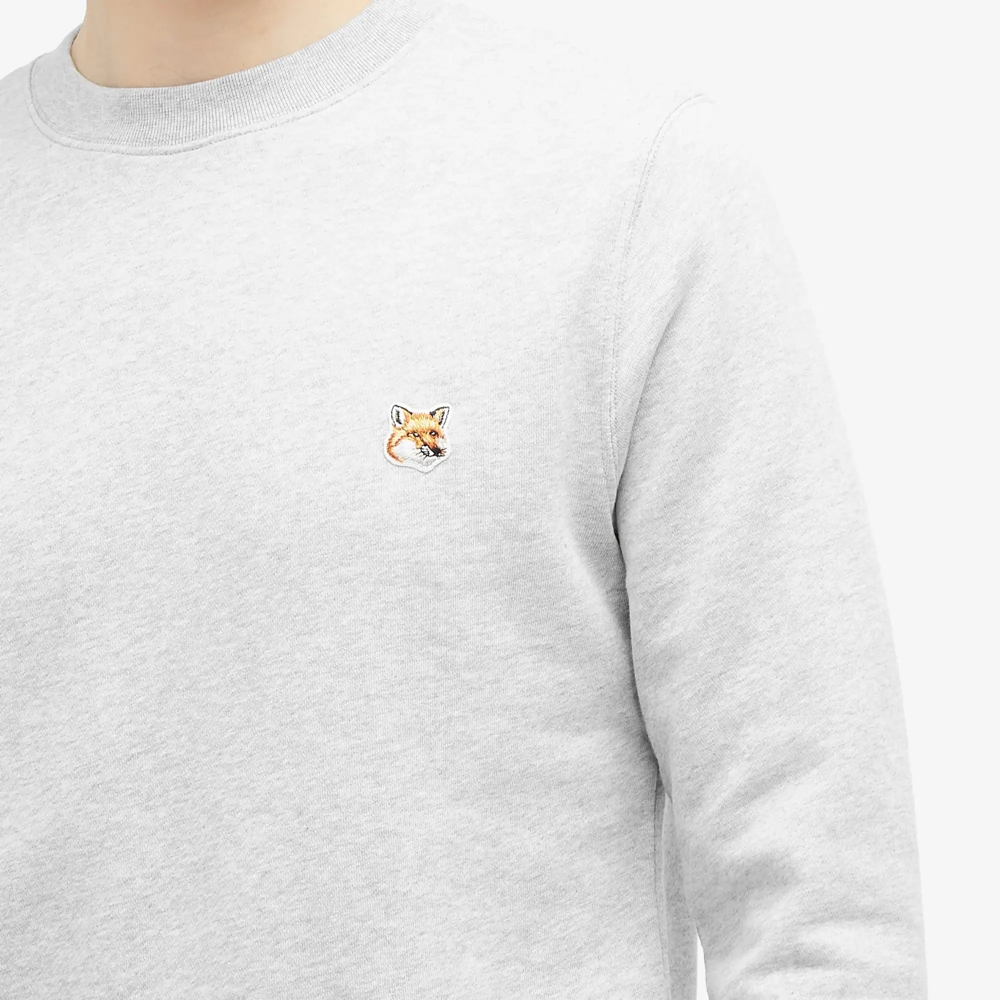 Maison Kitsuné Maison Kitsune Fox Head Patch Crew Sweat Light Grey Melange