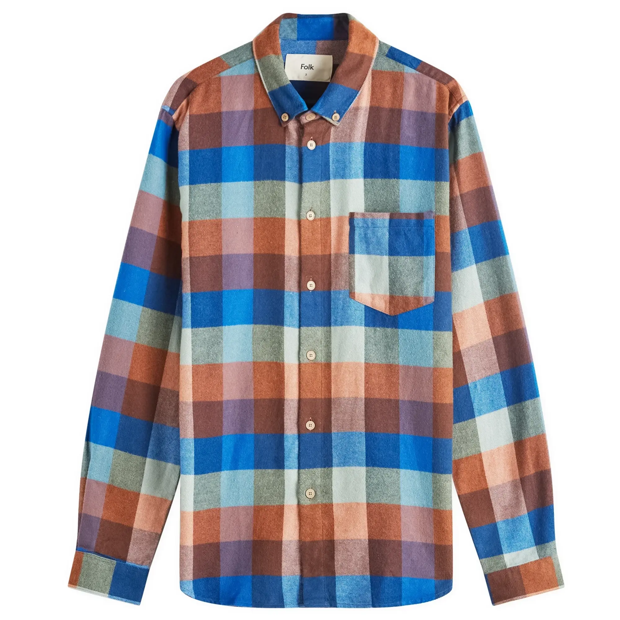 Folk Men's Relaxed Fit Shirt Rust Navy Mix