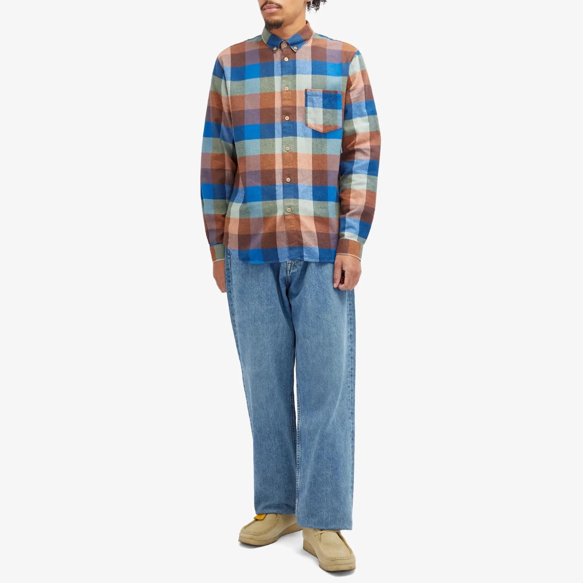 Folk Men's Relaxed Fit Shirt Rust Navy Mix