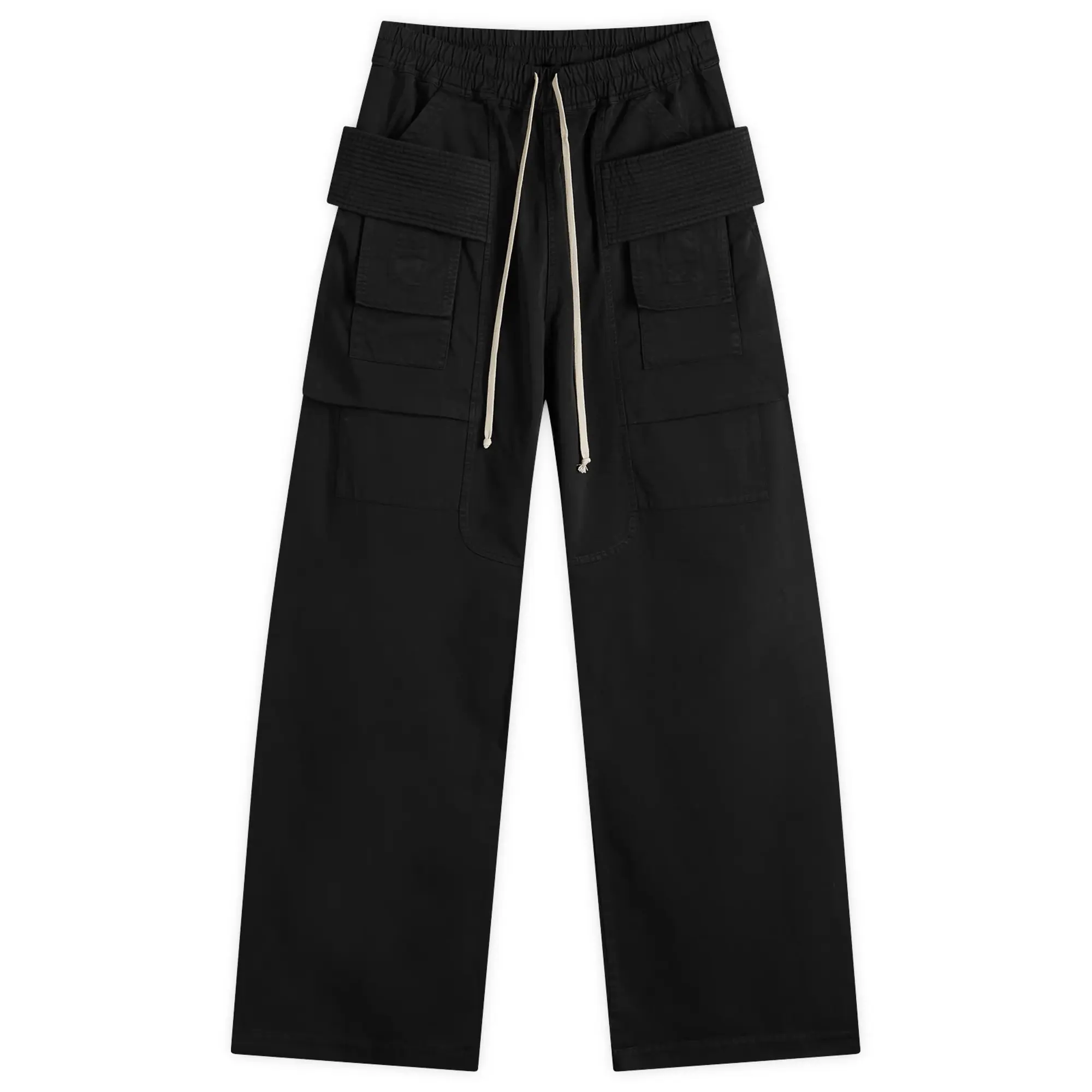 Rick Owens DRKSHDW Men's Cotton Twill Drawstring Cargo Pants Black