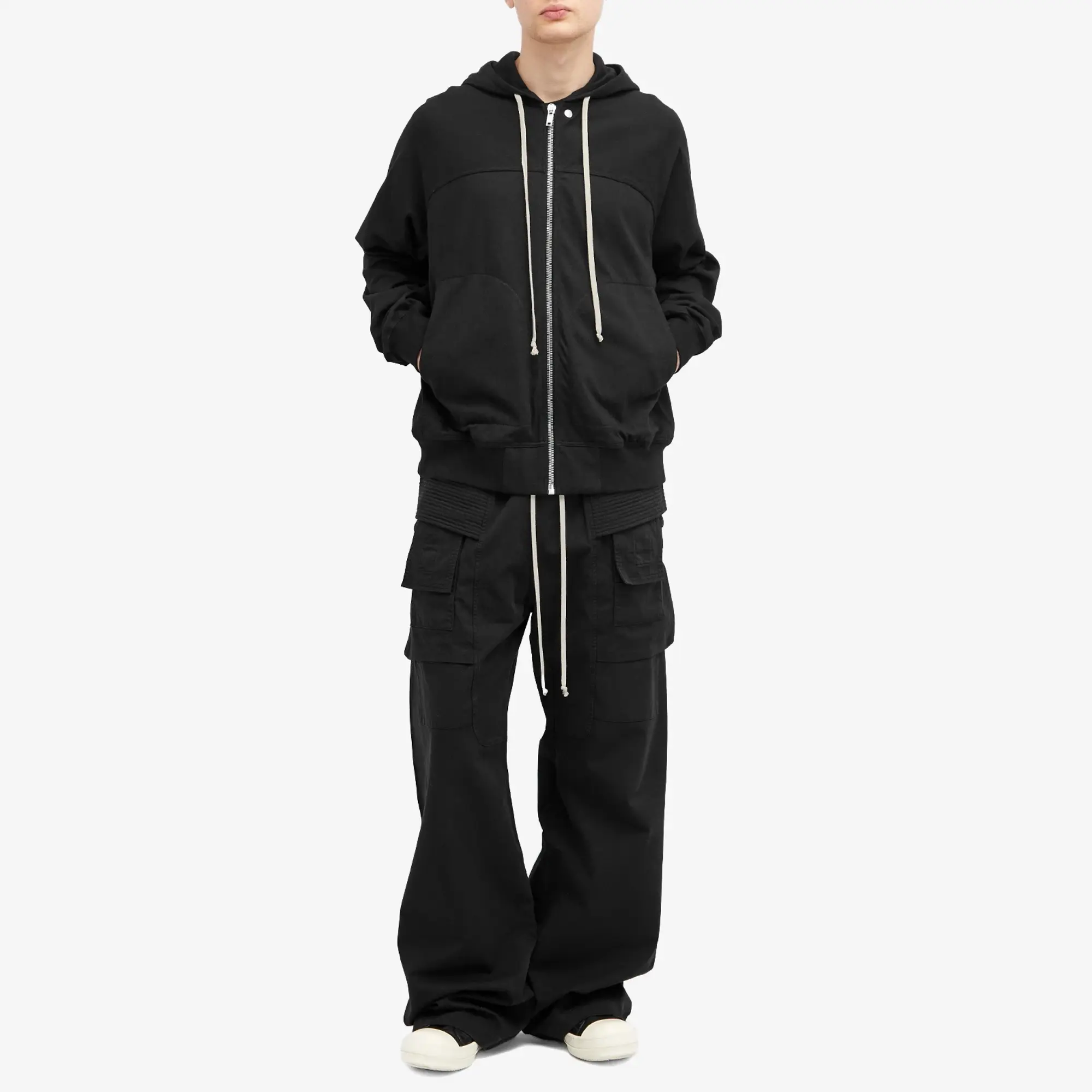 Rick Owens DRKSHDW Men's Cotton Twill Drawstring Cargo Pants Black