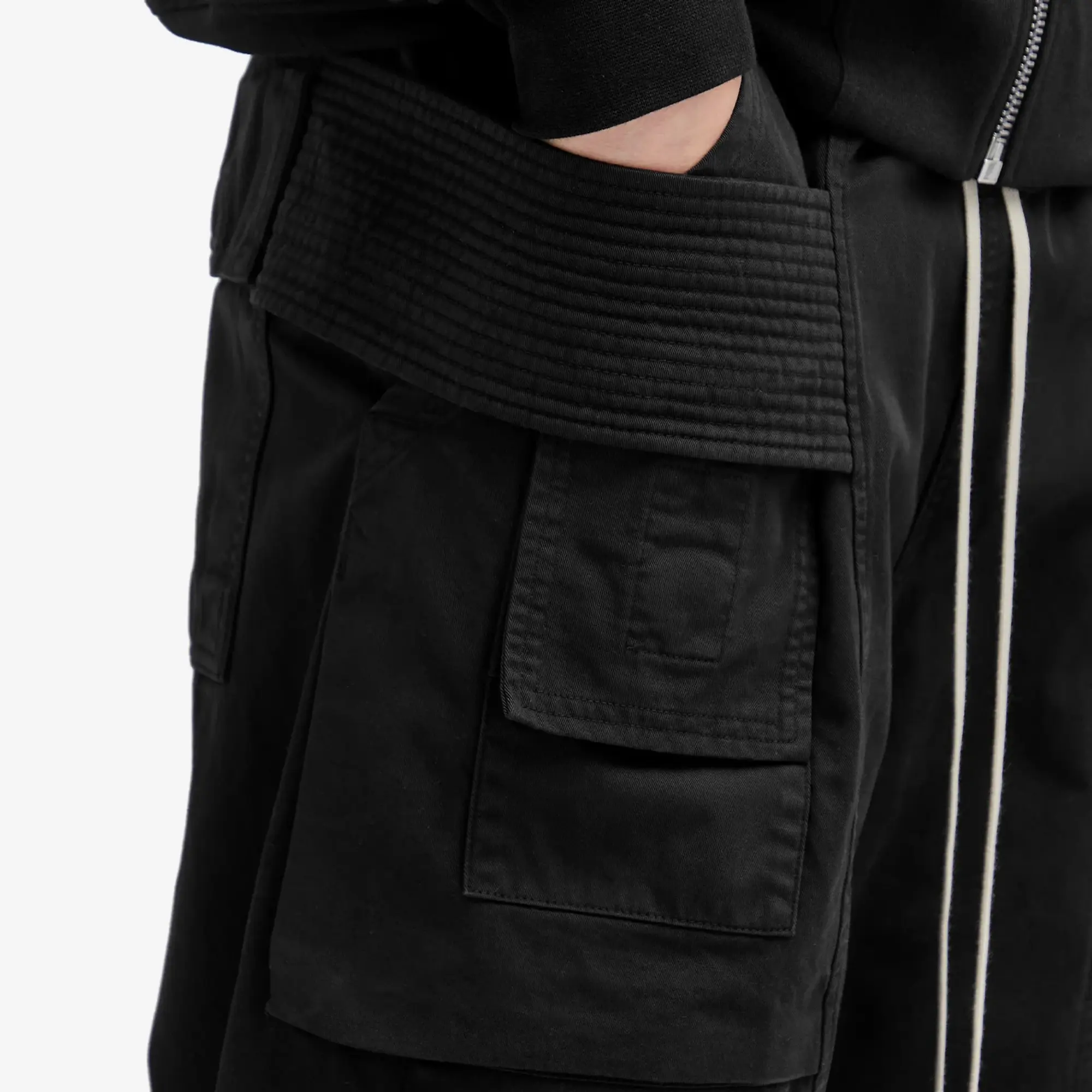 Rick Owens DRKSHDW Men's Cotton Twill Drawstring Cargo Pants Black