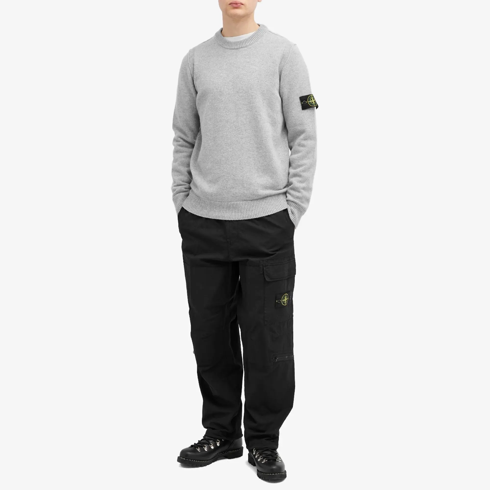 Stone Island Men's Reverse Seam Lambswool Crew Neck Jumper Melange Grey