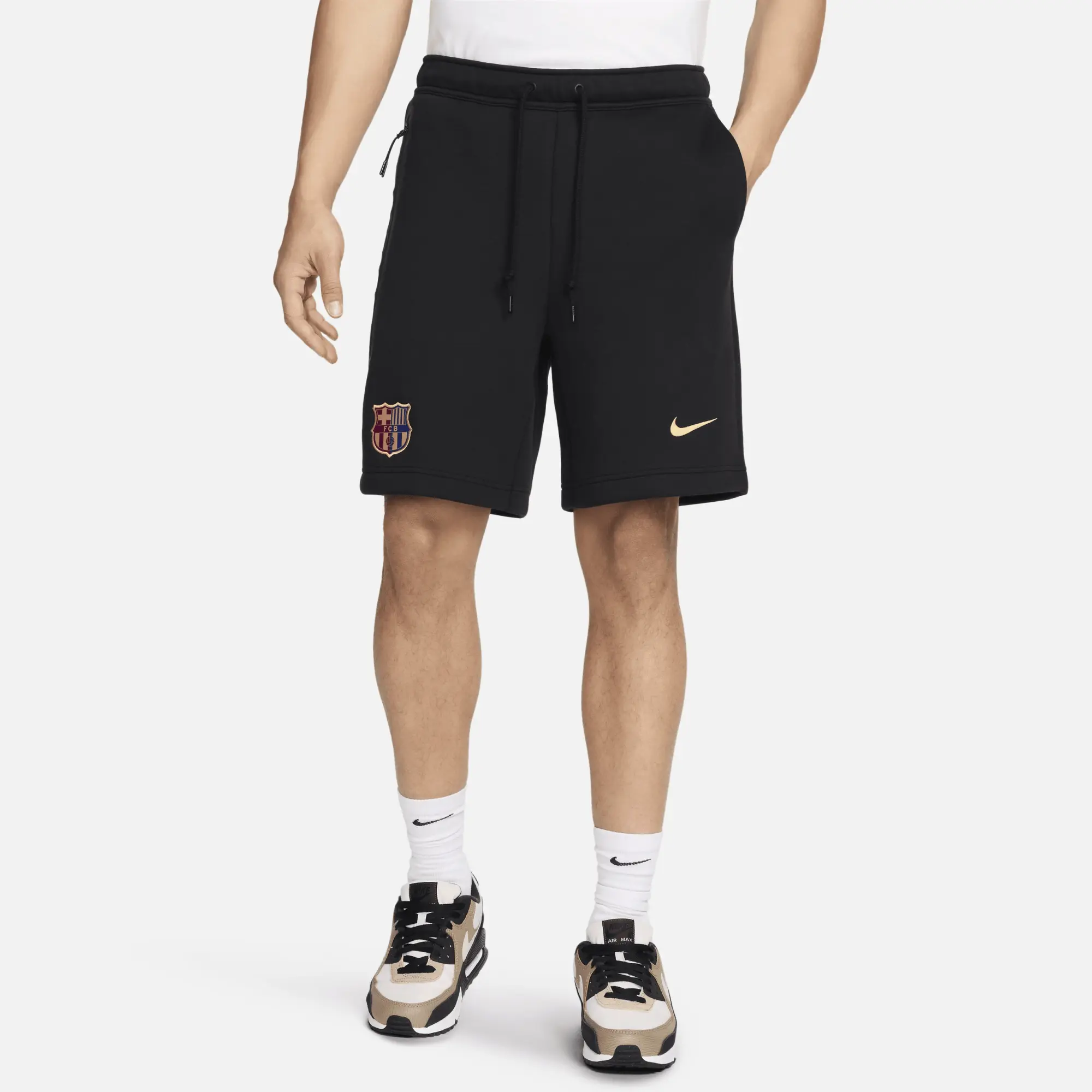 F.C. Barcelona Tech Fleece Men's Nike Football Shorts - Black - Cotton/Polyester