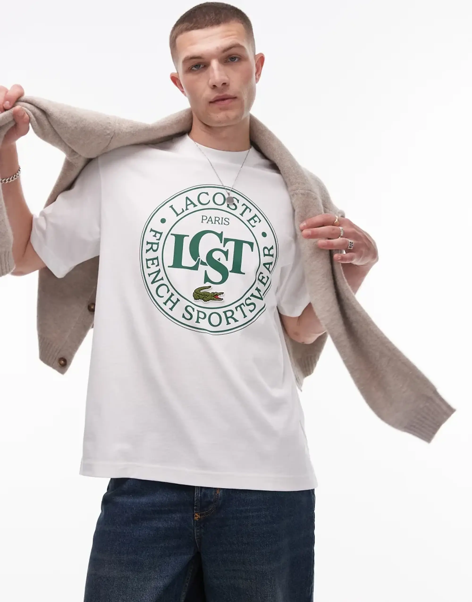 Lacoste Loose Fit Heavy Cotton Printed T-shirt - White