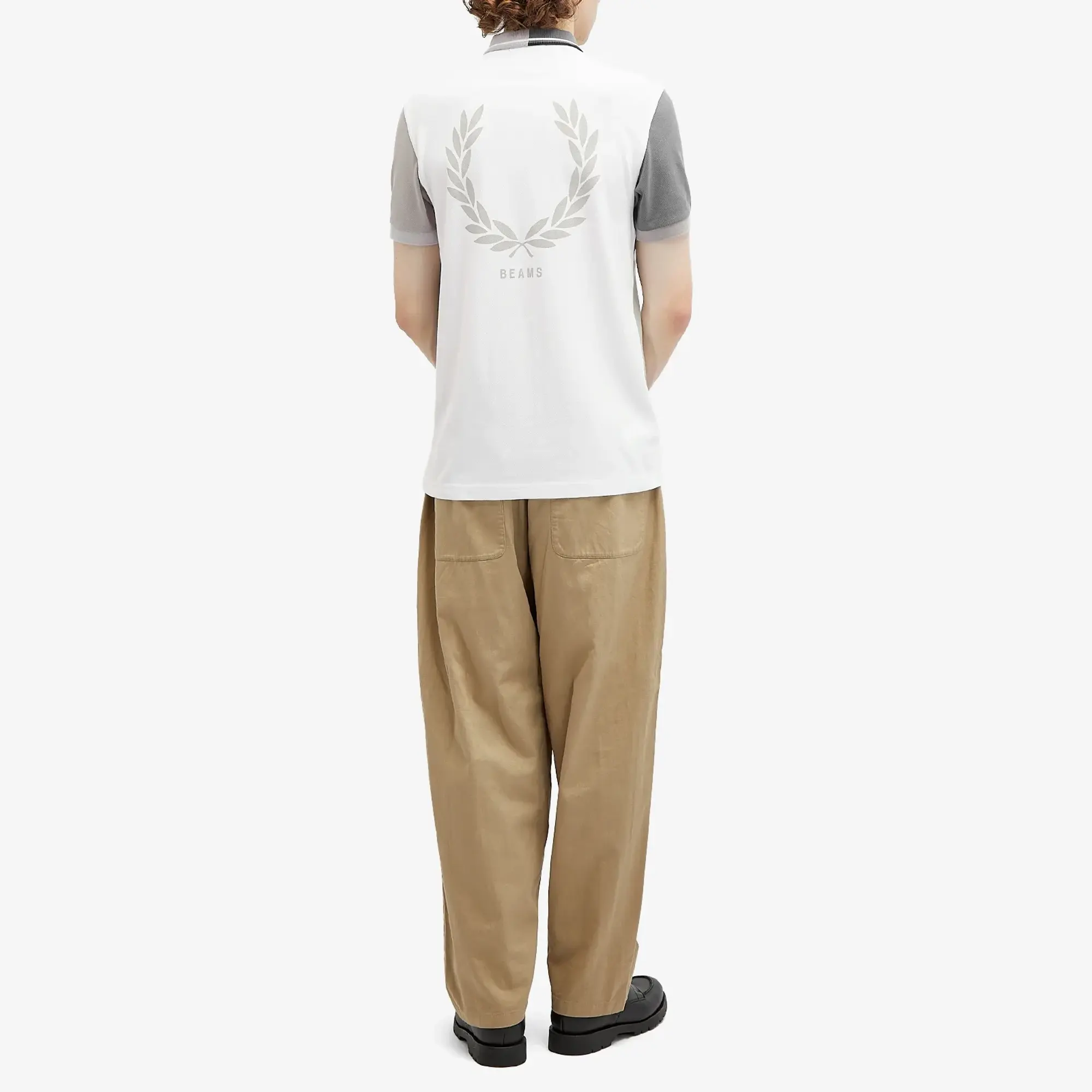 Fred Perry Men's x BEAMS Blank Canvas Polo White