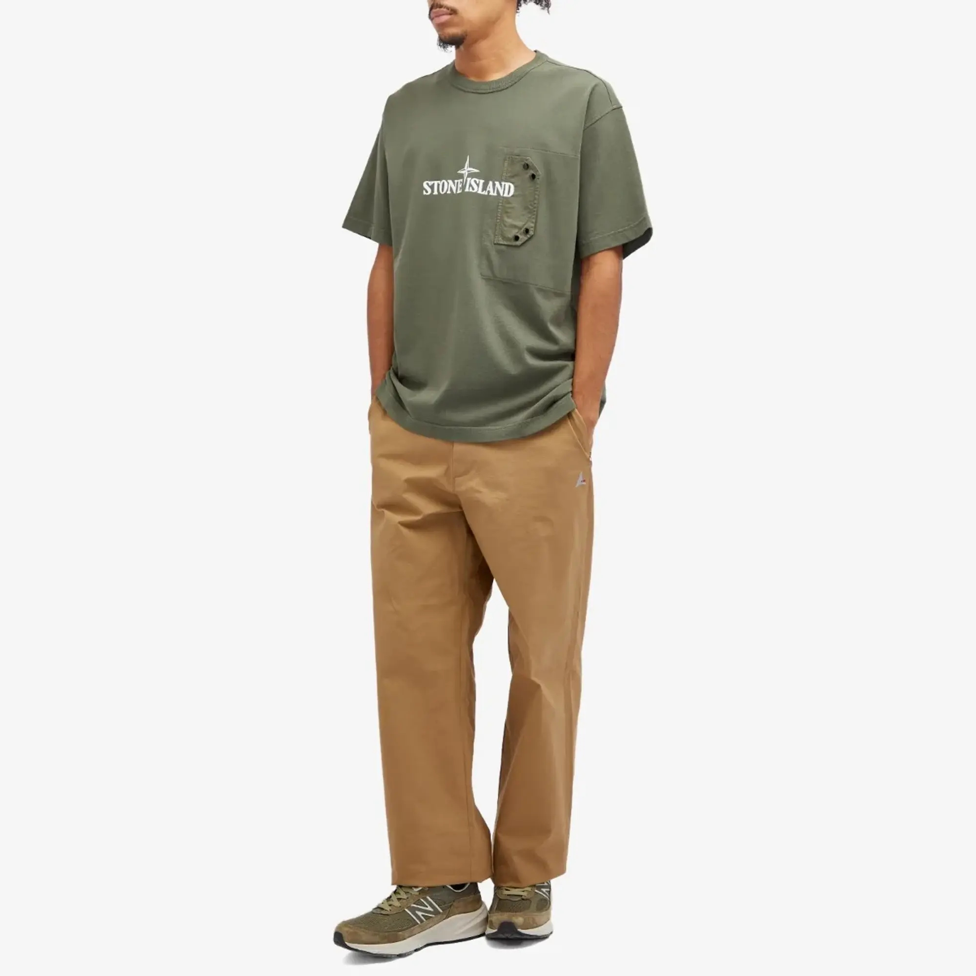 Stone Island Men's Pocket Detail Logo T-Shirt Musk