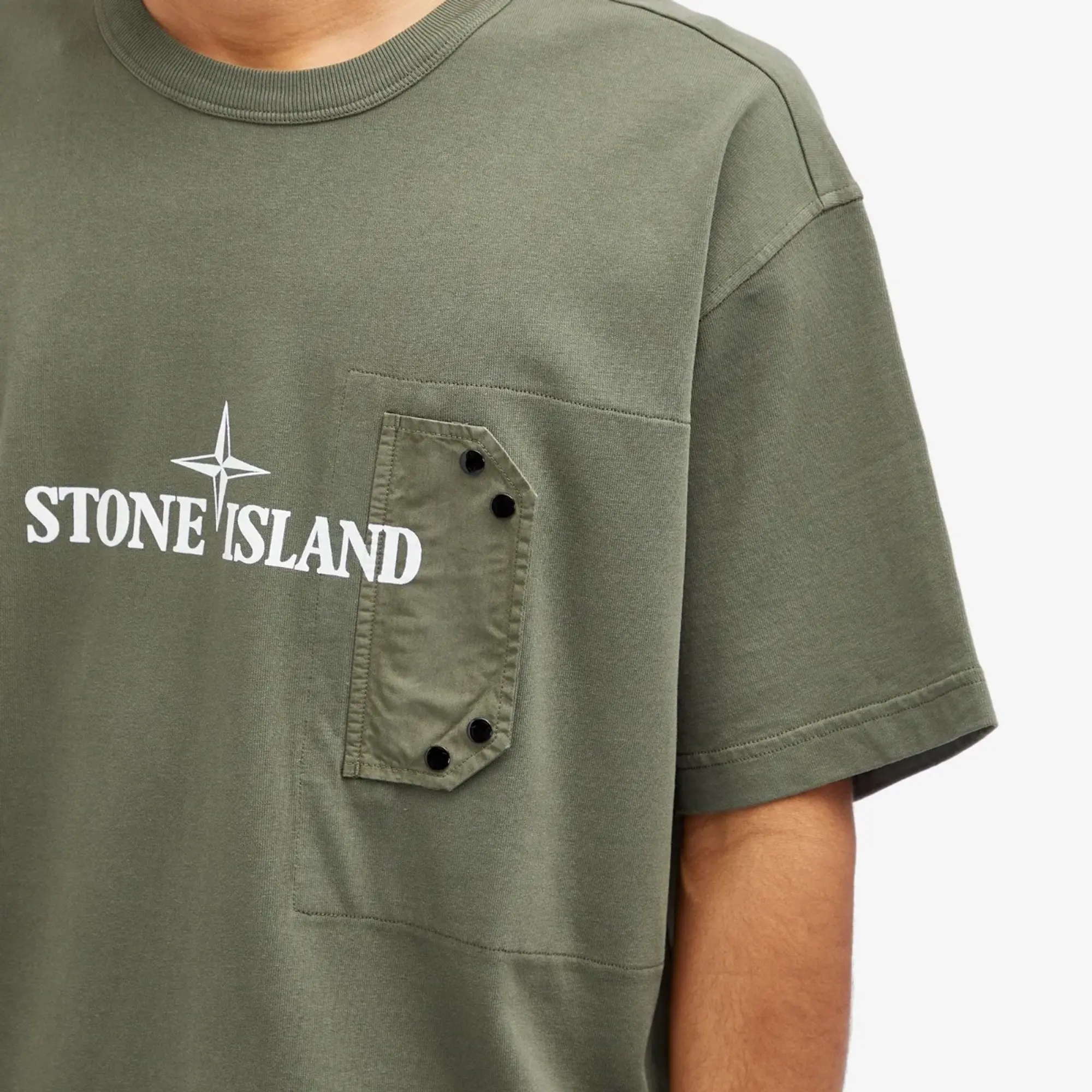 Stone Island Men's Pocket Detail Logo T-Shirt Musk