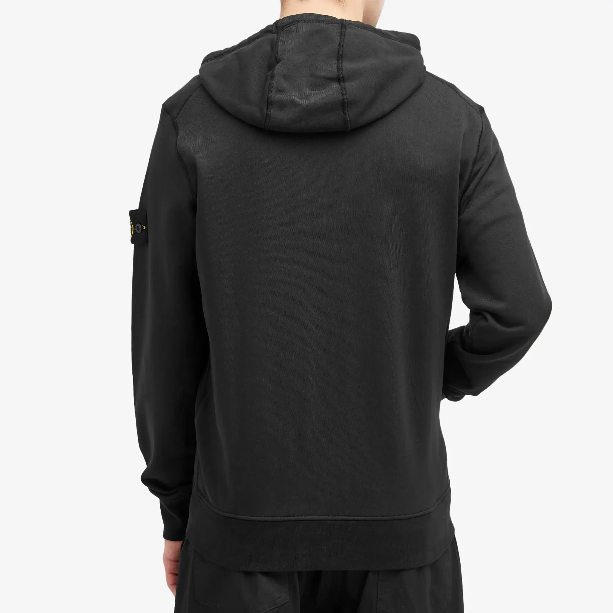 Stone Island Men's Cotton Fleece Garment Dyed Zip Hoodie Black