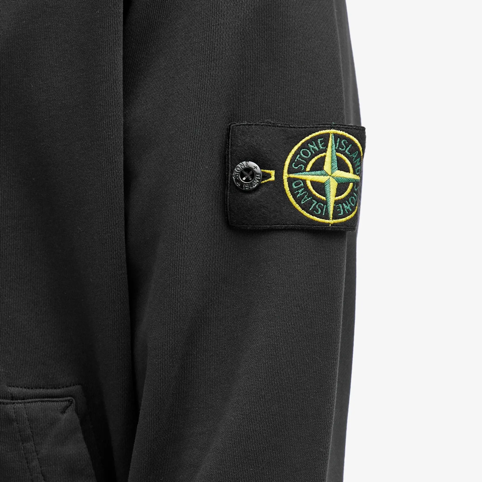 Stone Island Men's Cotton Fleece Garment Dyed Zip Hoodie Black