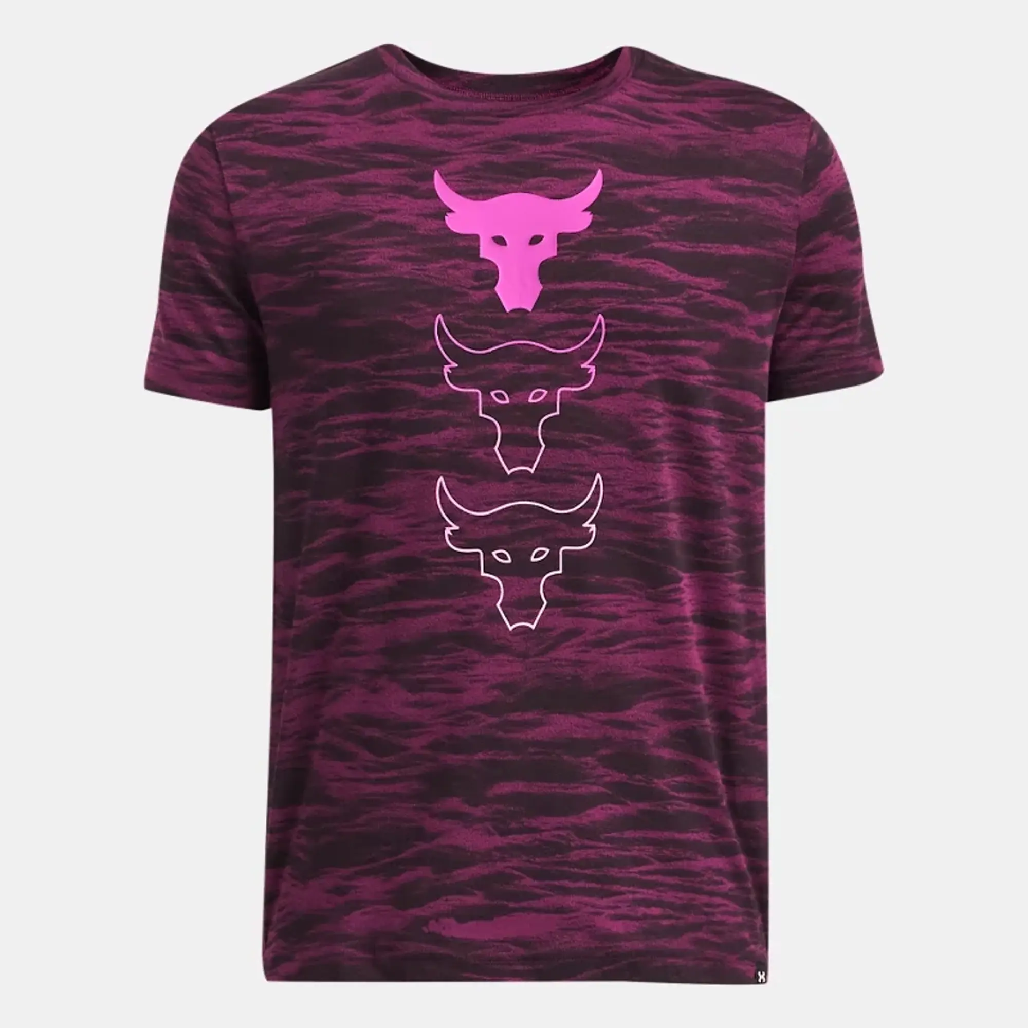 Under Armour Boys' Project Rock Printed Short Sleeve Purple Gemini / Vivid Magenta YXS (48 - 50 in)