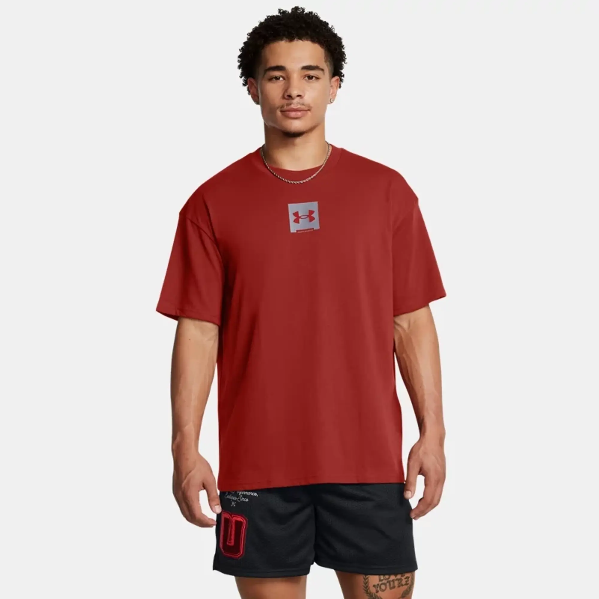 Men's  Under Armour  Heavyweight Oversized SM Box Short Sleeve Earthen Orange / Castlerock XL