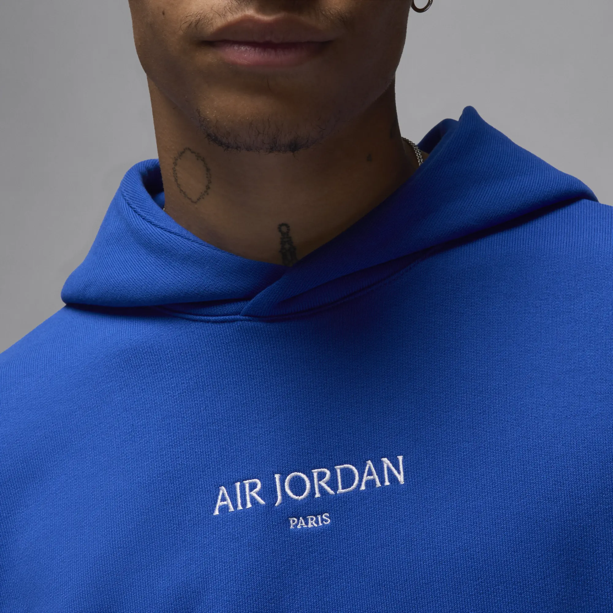Nike Jordan Nike Air Jordan Wordmark Men's Fleece Pullover Hoodie - Blue - Cotton