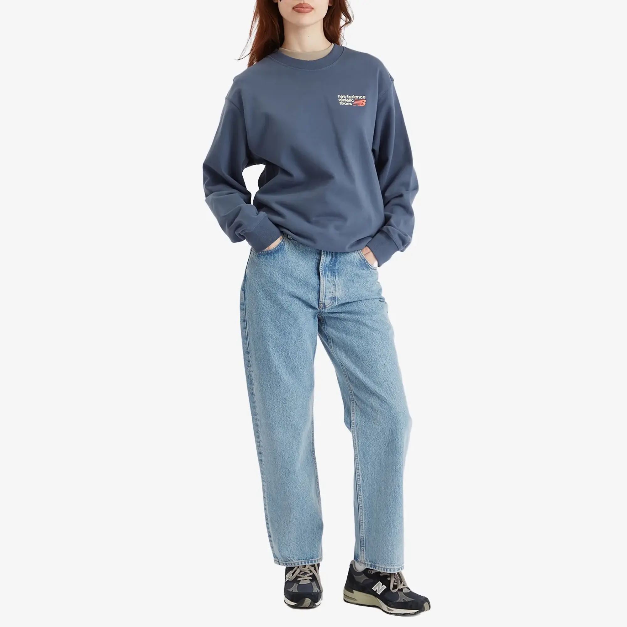 New Balance Athletics Premium Logo Crew Sweat Vintage Indigo