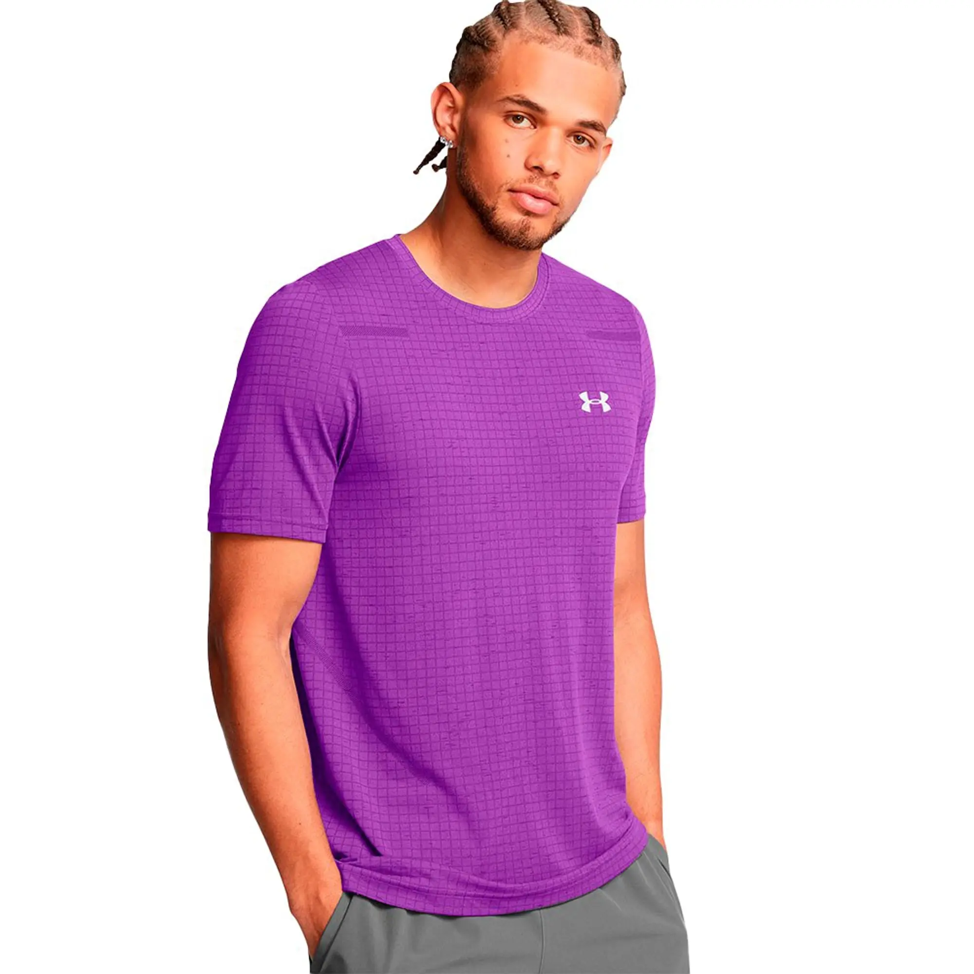 Men's  Under Armour  Seamless Grid Short Sleeve Lavish / Salt Purple XXL