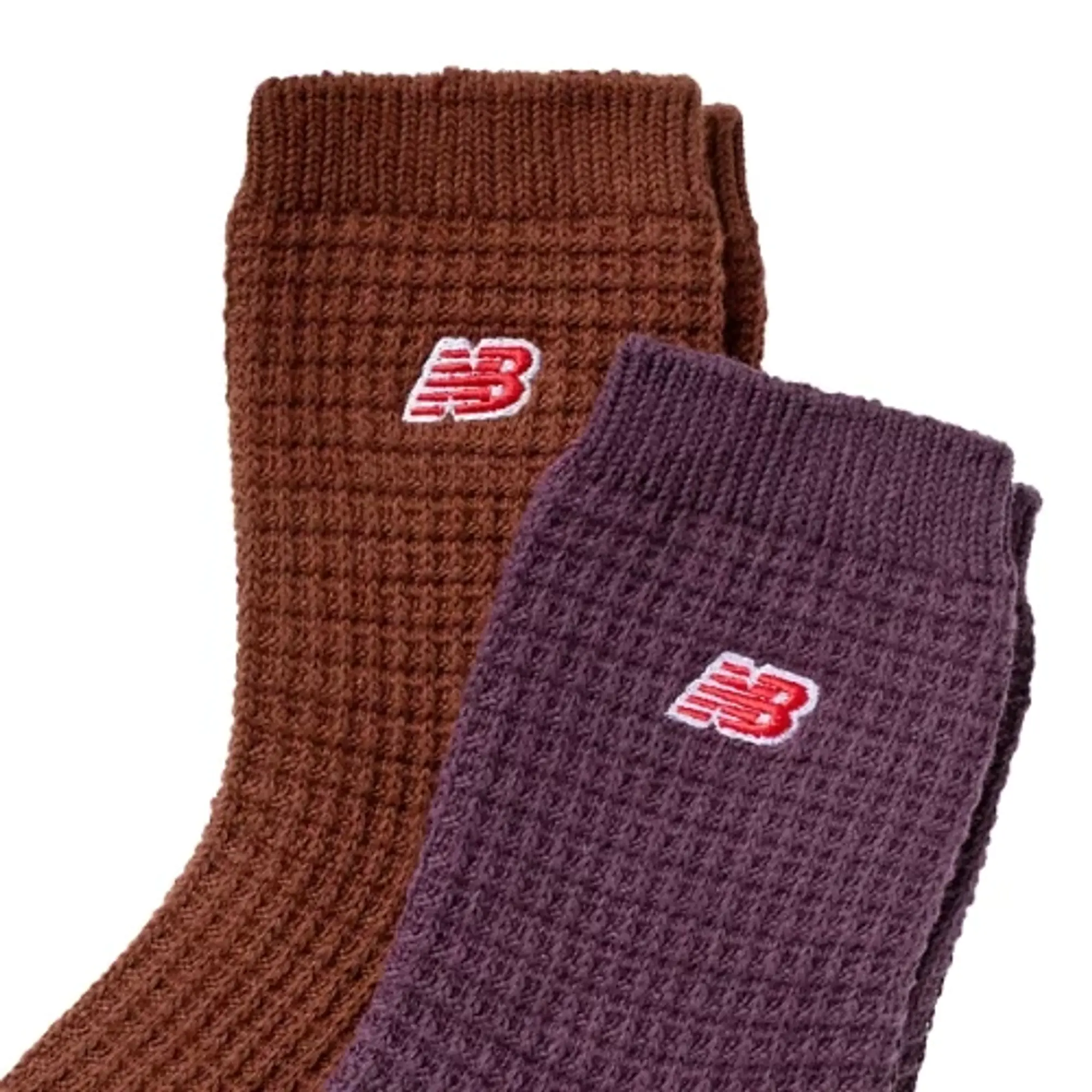 New Balance Waffle Knit Ankle Socks 2 Pack Men Socks Brown|Purple