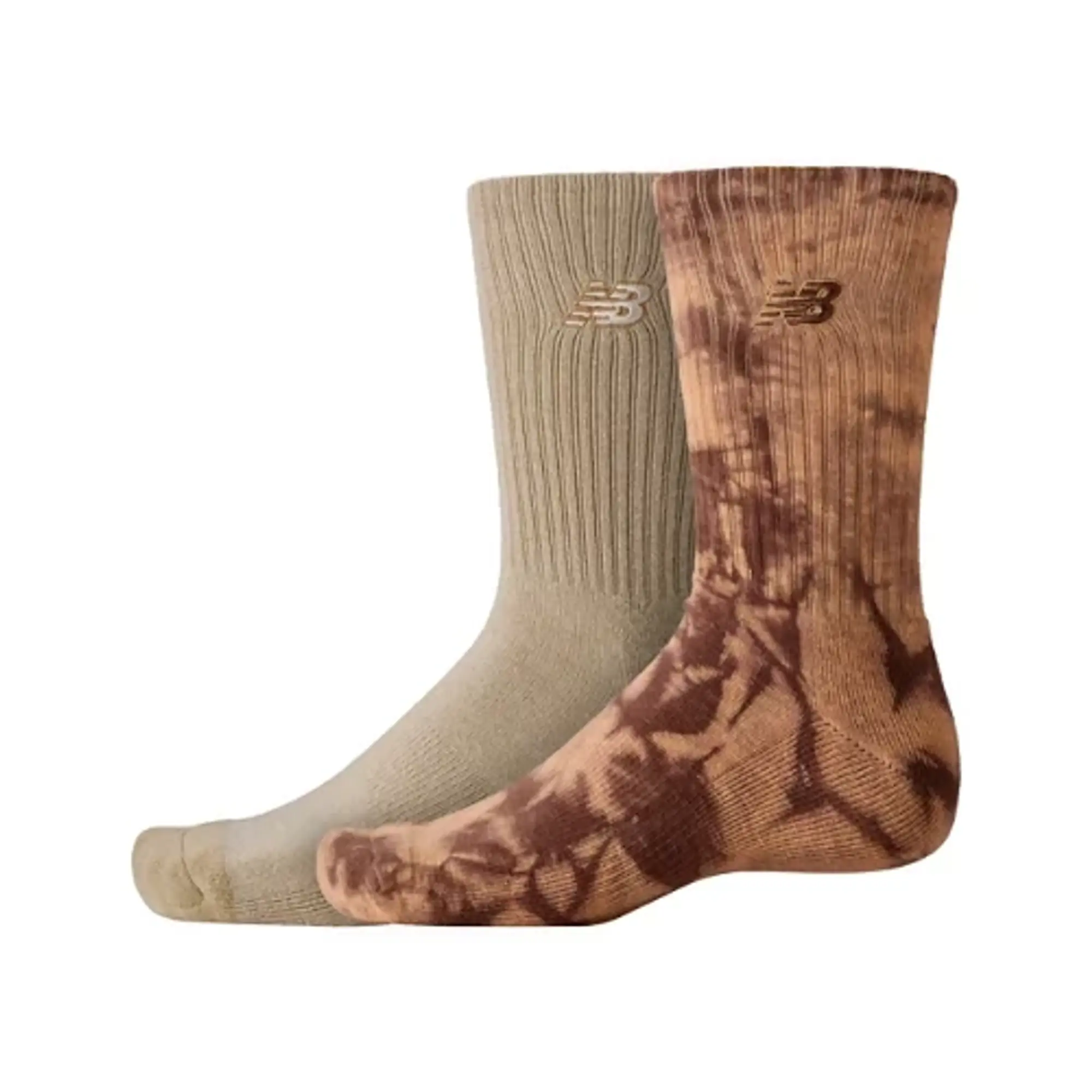 New Balance Tie Dye Midcalf Socks 2 Pack, Brown