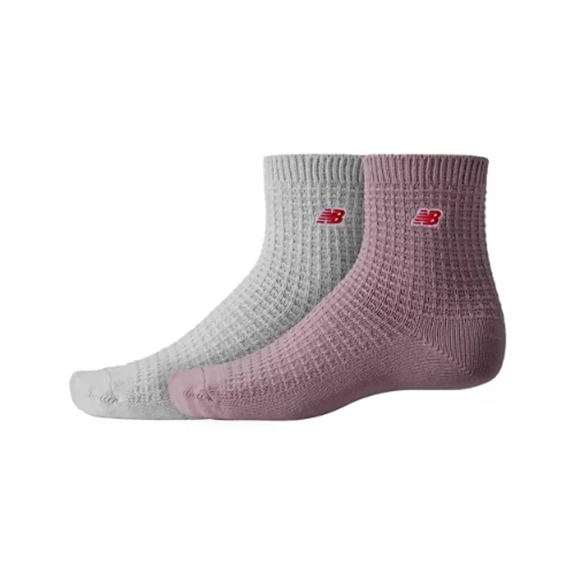 New Balance Waffle Knit Ankle Socks 2 Pack Men Socks Grey|Purple