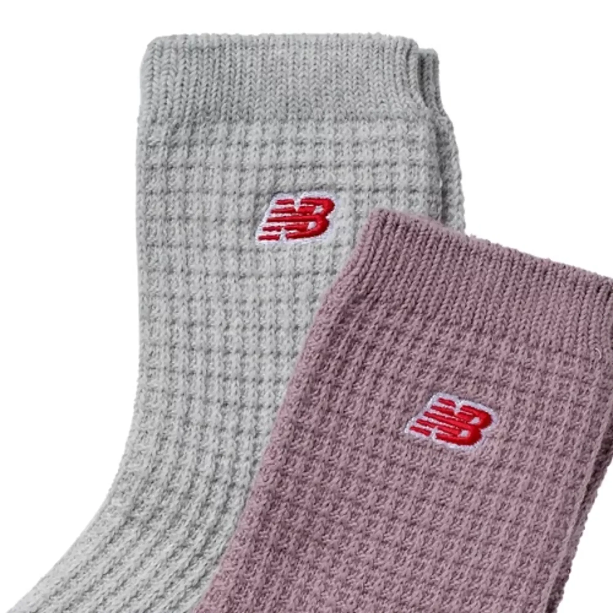 New Balance Waffle Knit Ankle Socks 2 Pack Men Socks Grey|Purple