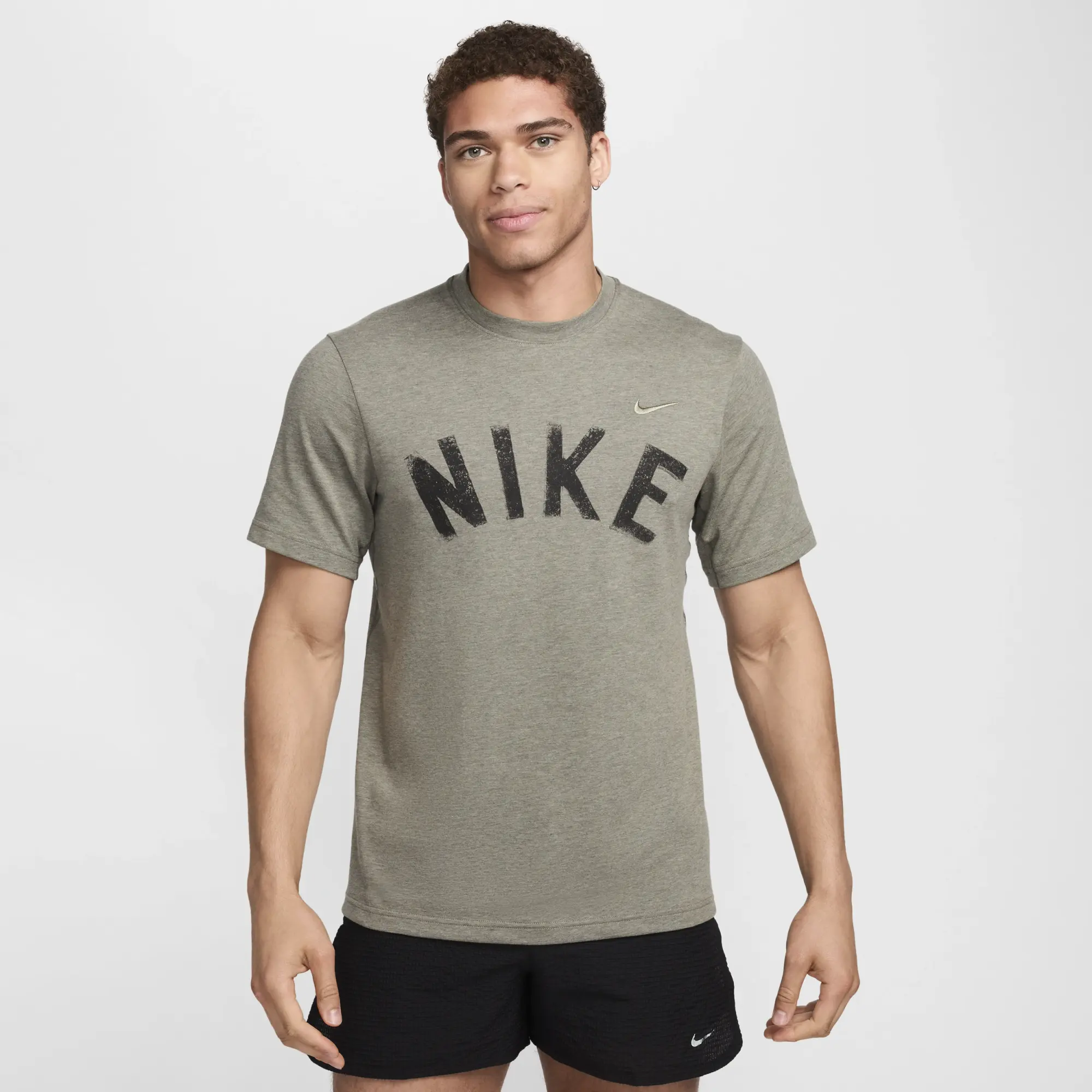 Nike Primary Swoosh Men's Dri-FIT Short-Sleeve Versatile Top - Grey - Cotton/Polyester