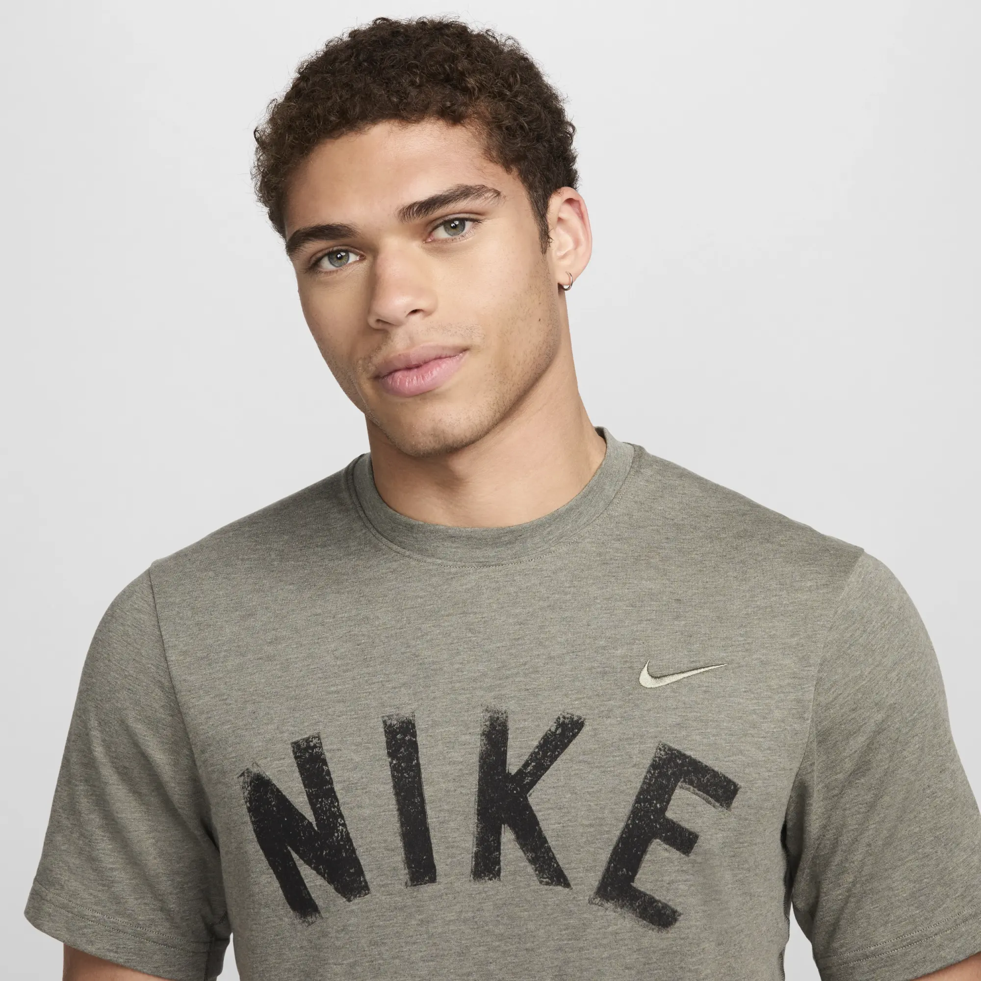 Nike Primary Swoosh Men's Dri-FIT Short-Sleeve Versatile Top - Grey - Cotton/Polyester