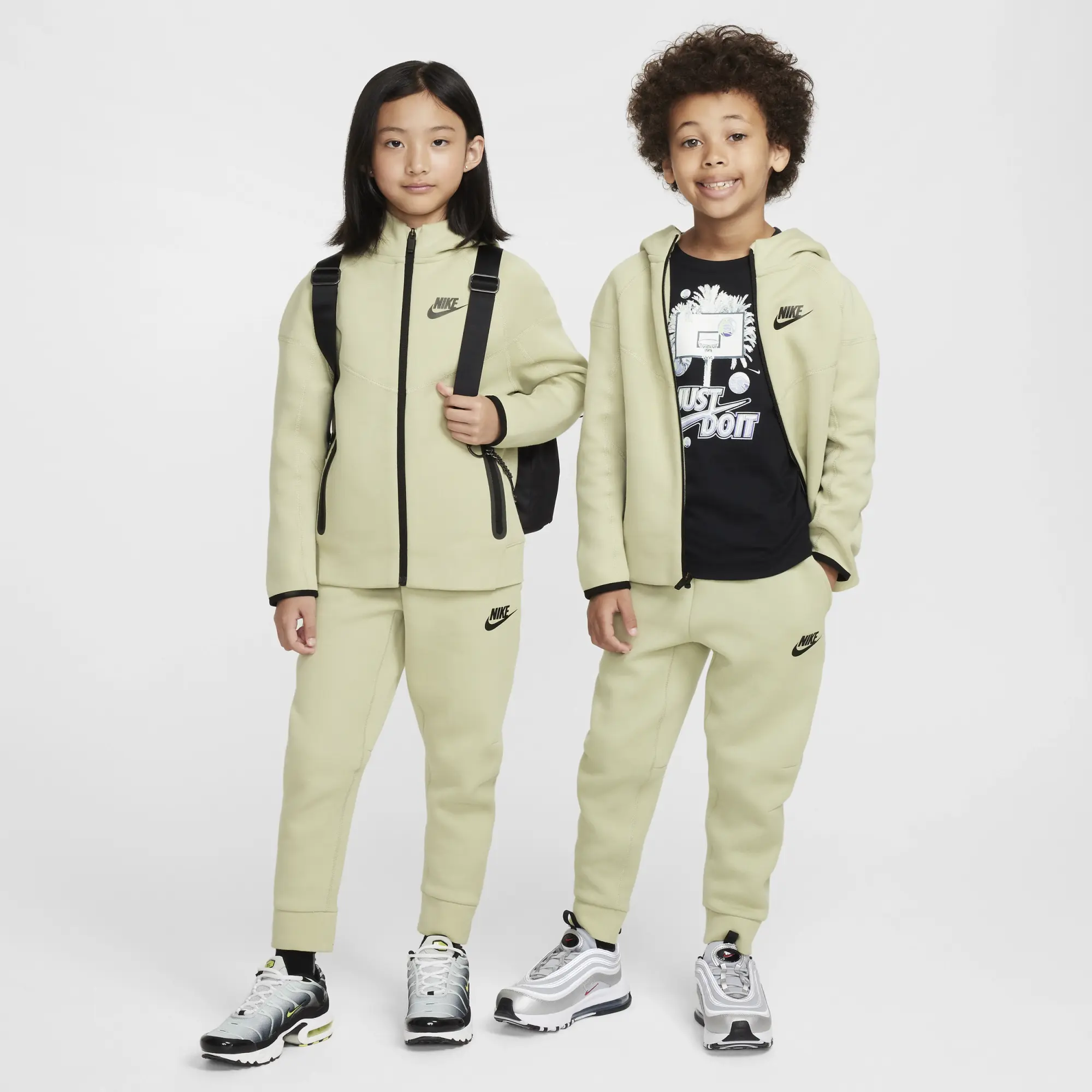 Nike Sportswear Tech Fleece Full-zip Set Younger Kids' 2-Piece Hoodie Set - Green - Cotton