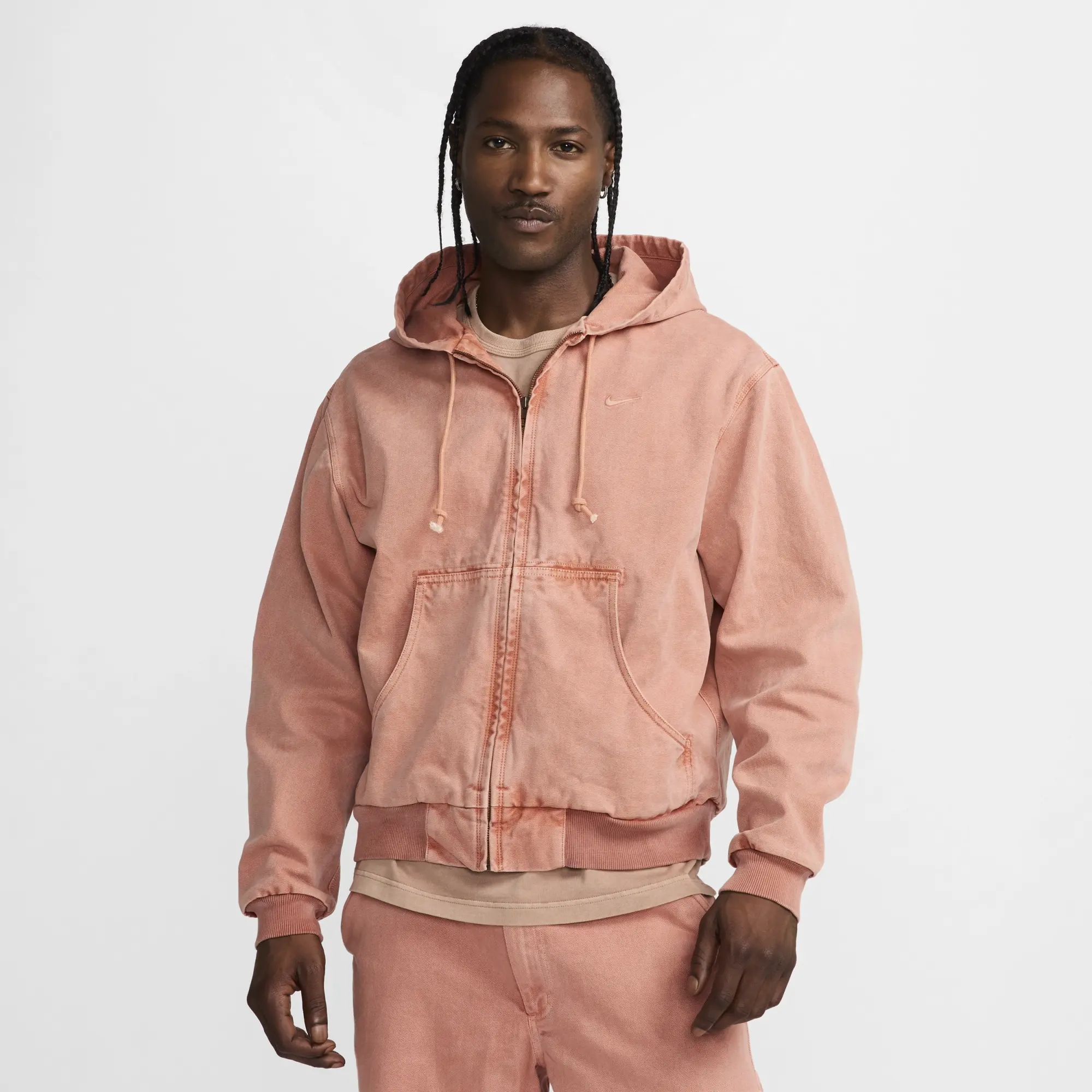 Nike Life Men's Full-Zip Unlined Jacket - Brown - Cotton