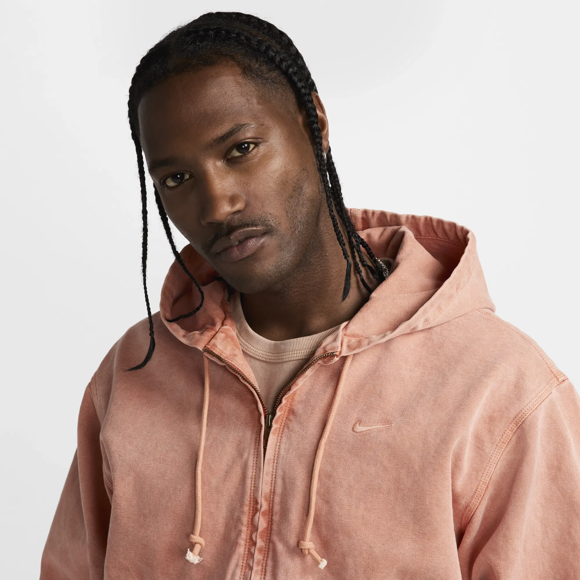Nike Life Men's Full-Zip Unlined Jacket - Brown - Cotton