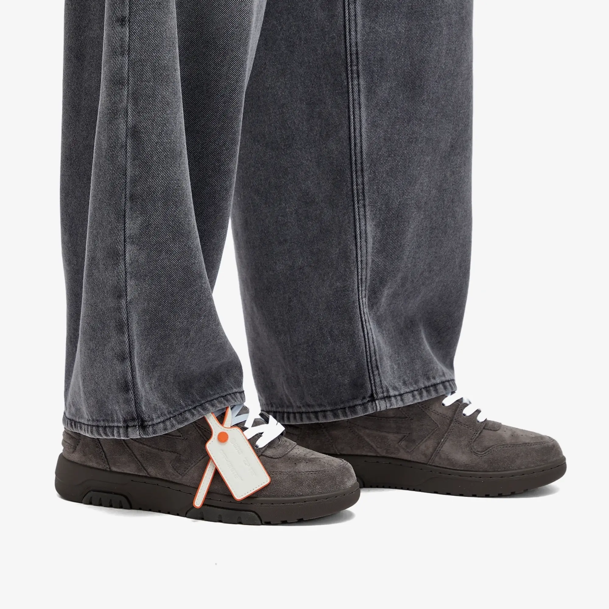 Off-White Women's Out Of Office Full Suede Sneaker Dark Grey