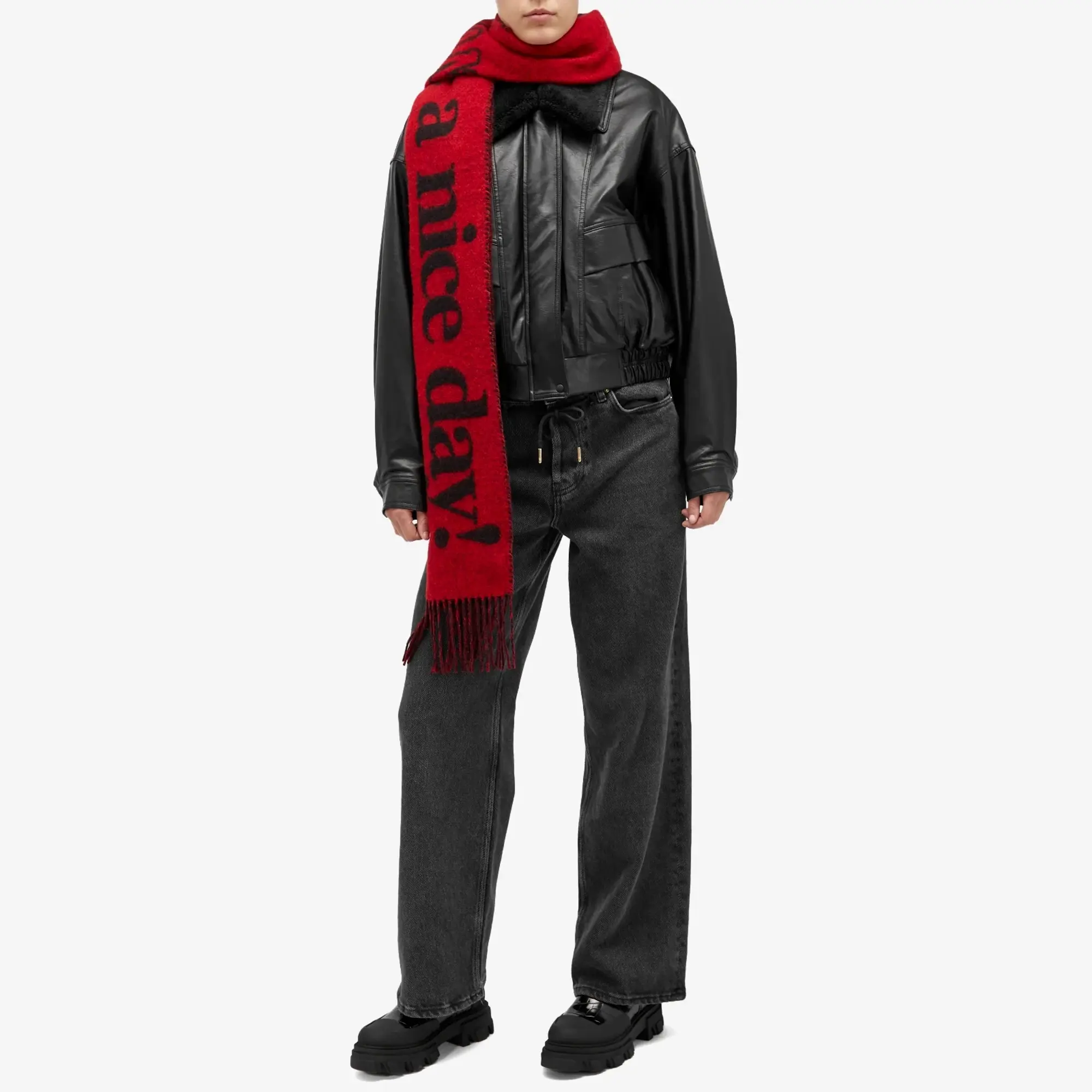 GANNI Women's Narrow Scarf Please Recycle Winery