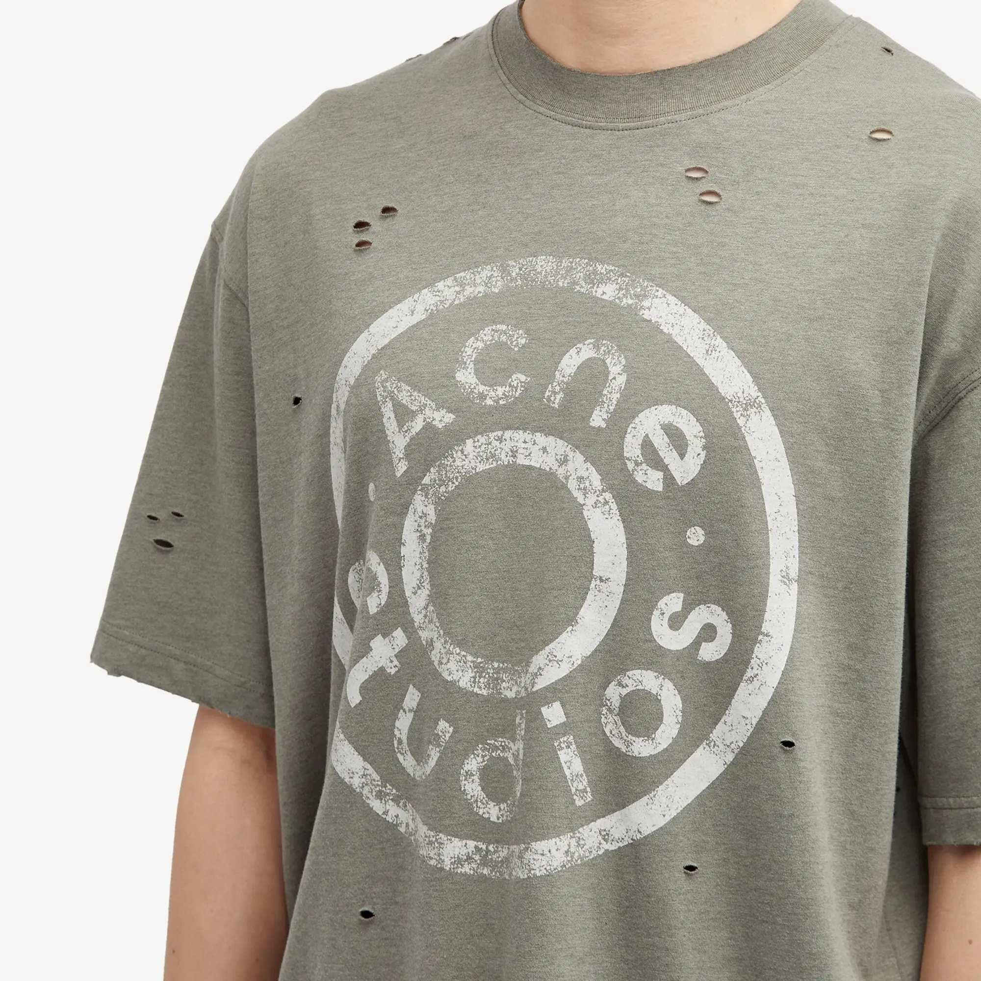 Acne Studios Exford Button Logo T-Shirt - Moss Green